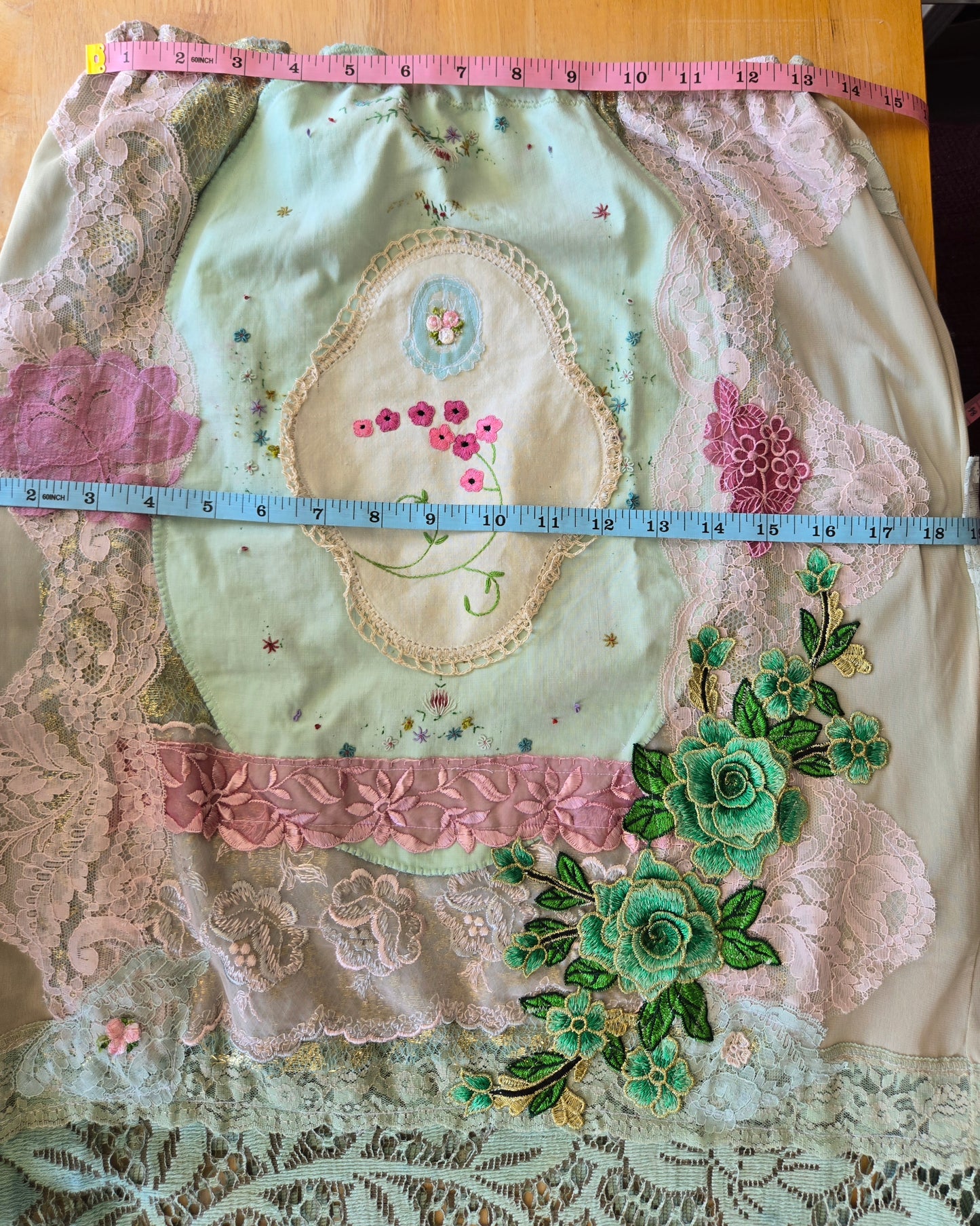 Ethereal Romance | Green | Skirt | Lace Poems Sage Green Vintage Embroidery | Size Medium - Large