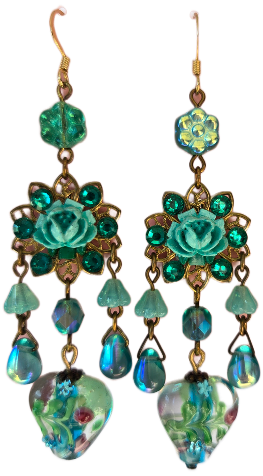 Ethereal Romance | Blue | Earrings | Sweetheart Aqua Rose