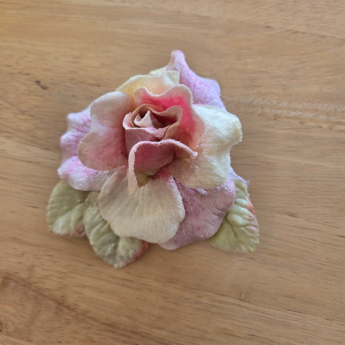 Ethereal Romance | Pink | Brooch | Handmade Blush Pink Velvet Rose Millinery Pin