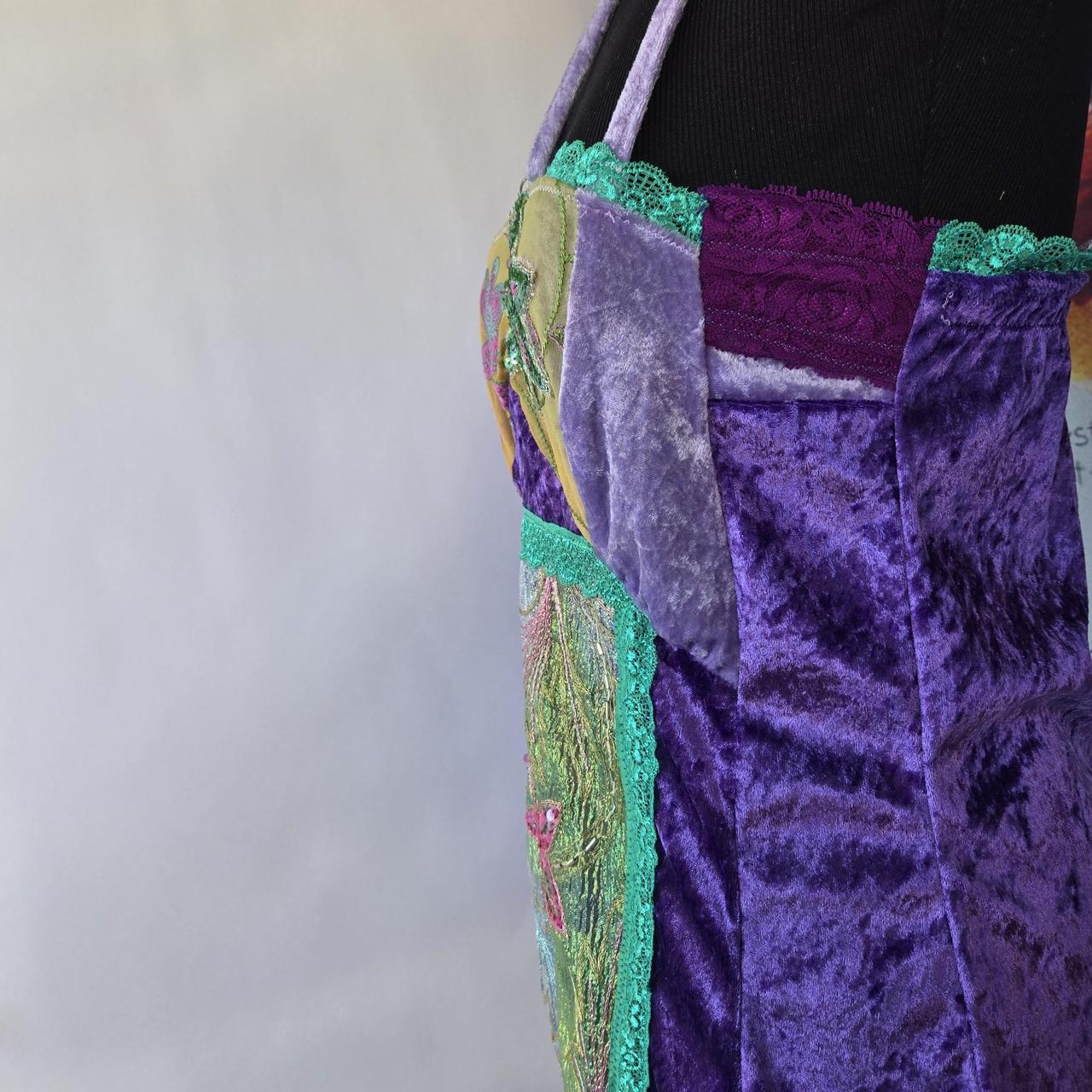 Vintage Glamour | Purple | Blouse | Twinkling Flowers Velvet Patchwork & Vintage Embroidery | Size Small