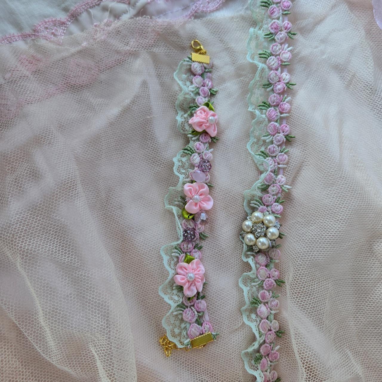 Ethereal Romance | Pale Pink | Choker & Bracelet | Vintage Style Lace Set