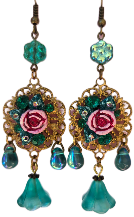 Ethereal Romance | Blue | Earrings | Turquoise Melody Rose Tear Drop