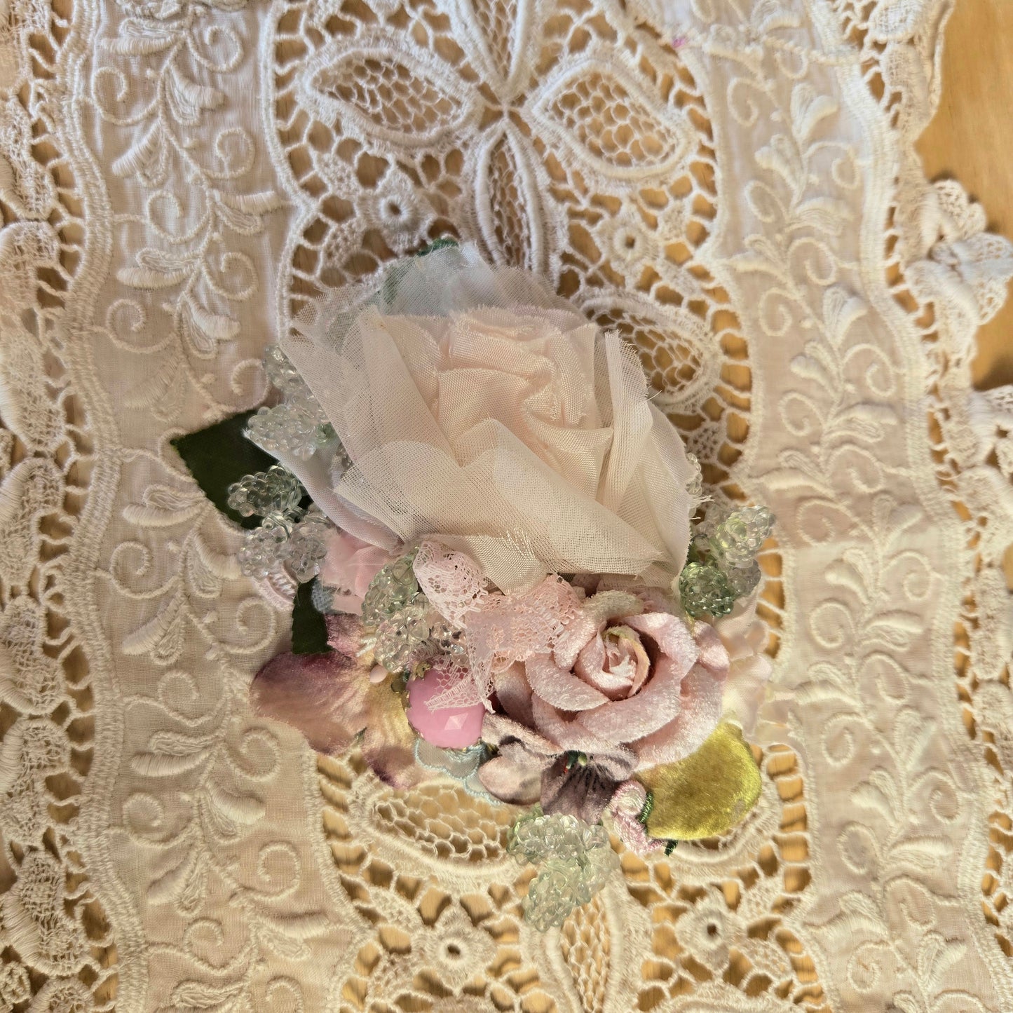 Ethereal Romance | Pale Pink | Hair Jewel | Ballet Pink Vintage Millinery Rose and Flower Posey Hair Clip