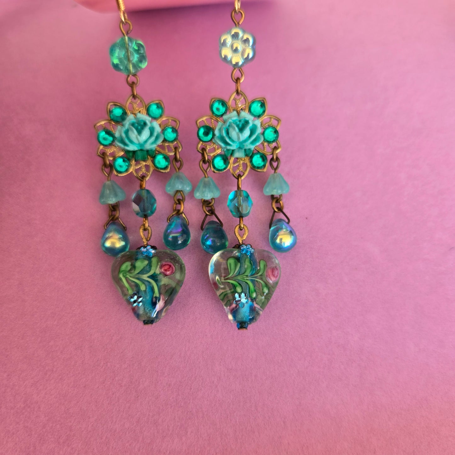 Ethereal Romance | Blue | Earrings | Sweetheart Aqua Rose