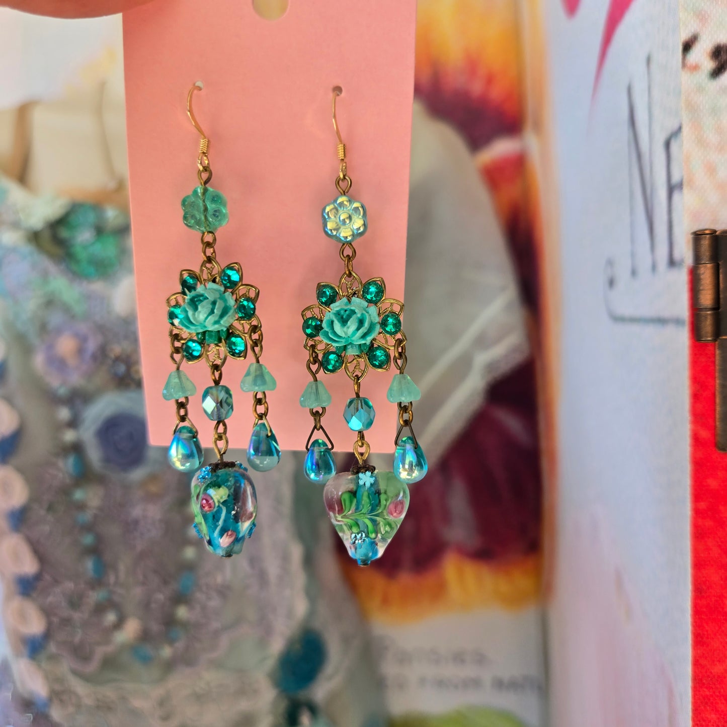 Ethereal Romance | Blue | Earrings | Sweetheart Aqua Rose