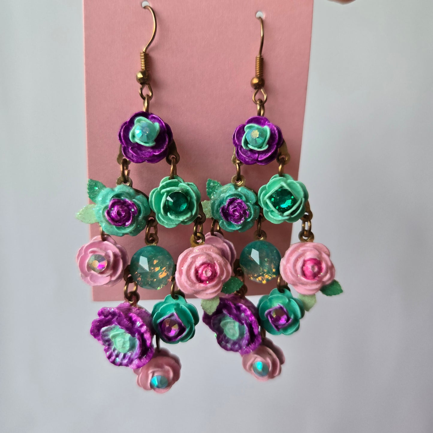 Sold - Ethereal Romance | Blue | Earrings | Dripping Flower Garland In Pastels