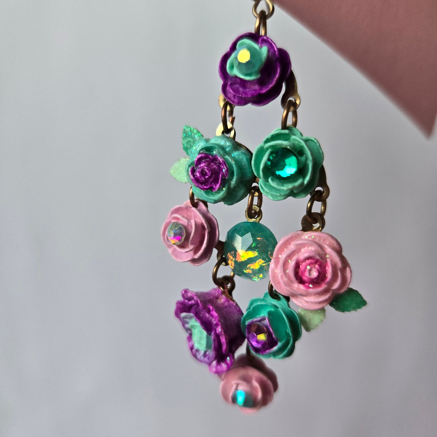 Sold - Ethereal Romance | Blue | Earrings | Dripping Flower Garland In Pastels