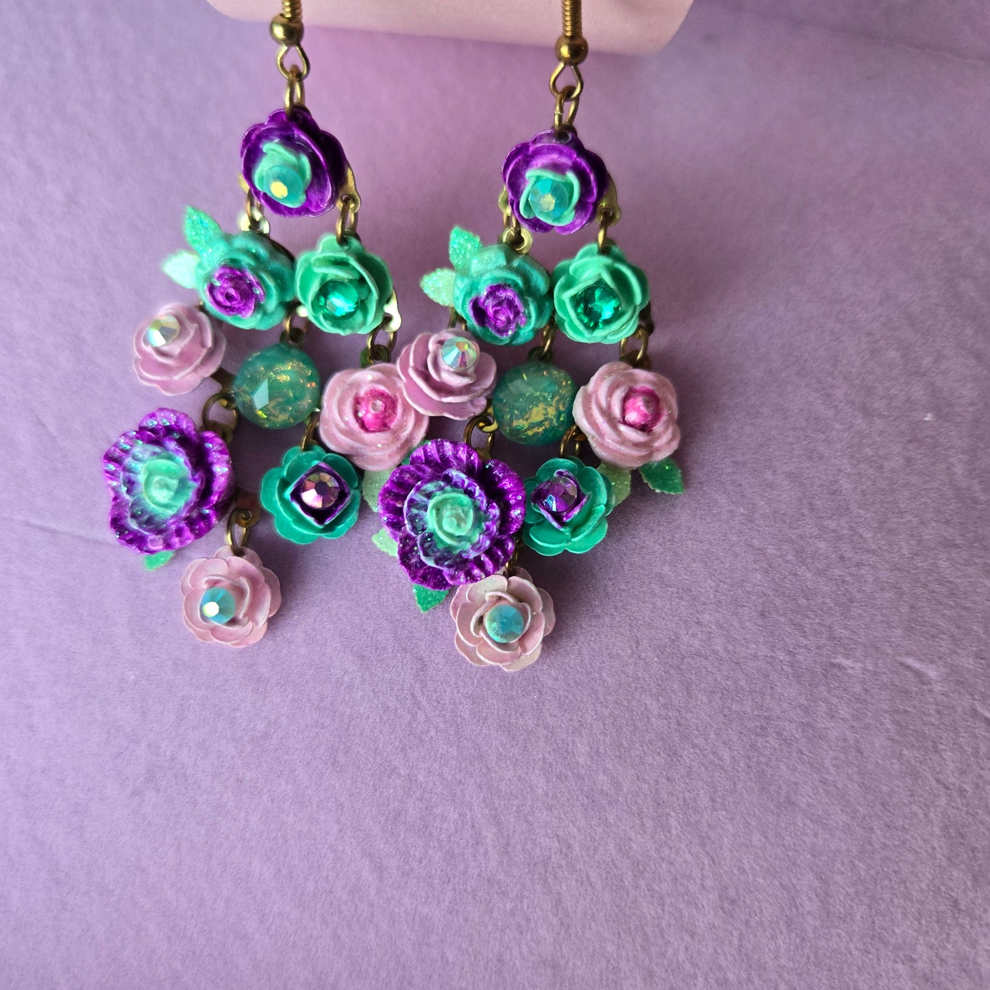 Sold - Ethereal Romance | Blue | Earrings | Dripping Flower Garland In Pastels