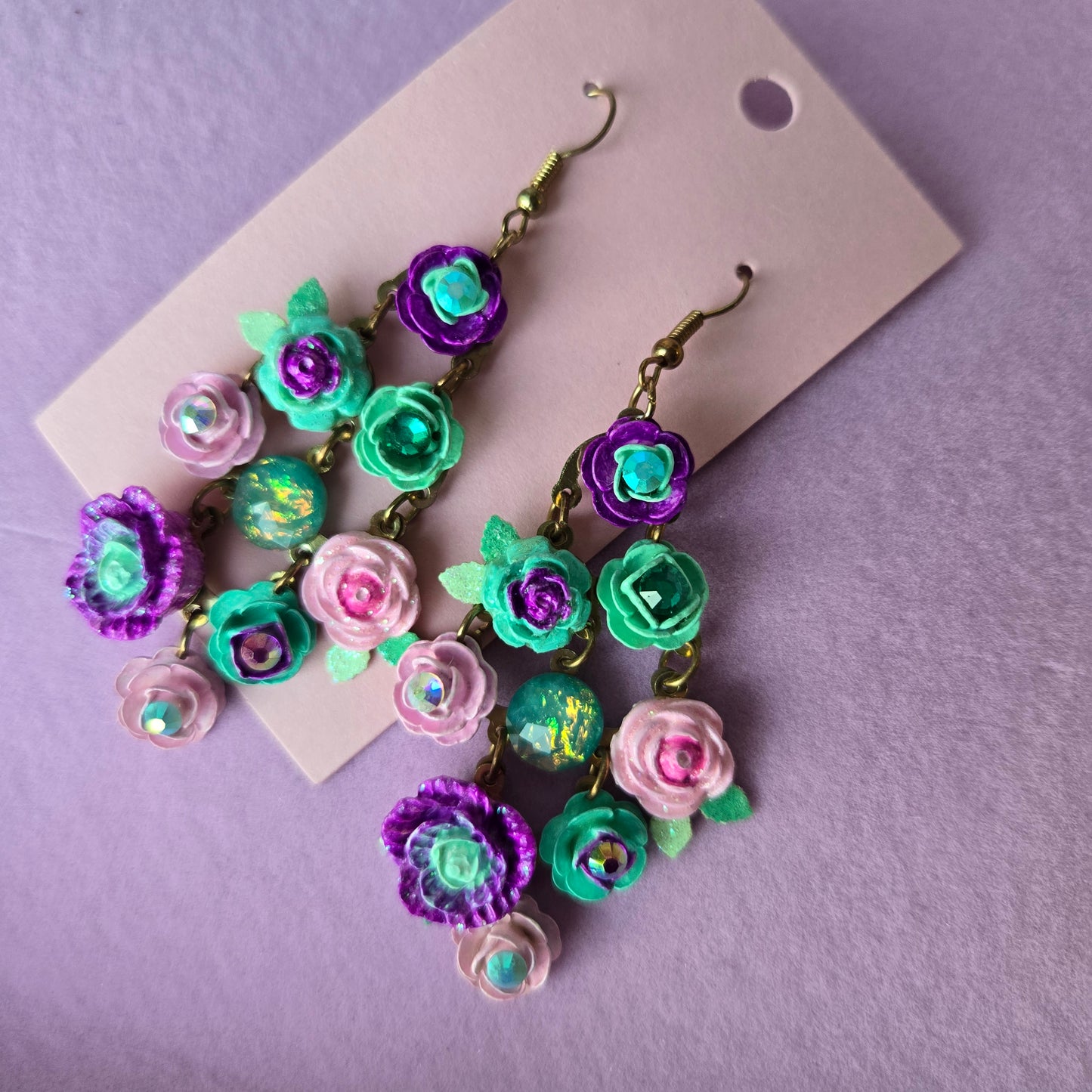 Sold - Ethereal Romance | Blue | Earrings | Dripping Flower Garland In Pastels