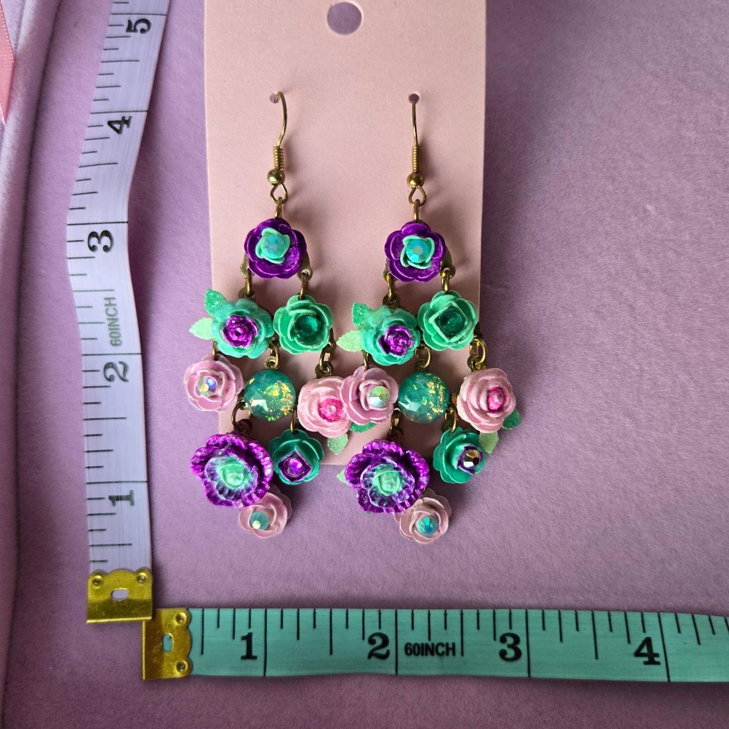 Sold - Ethereal Romance | Blue | Earrings | Dripping Flower Garland In Pastels
