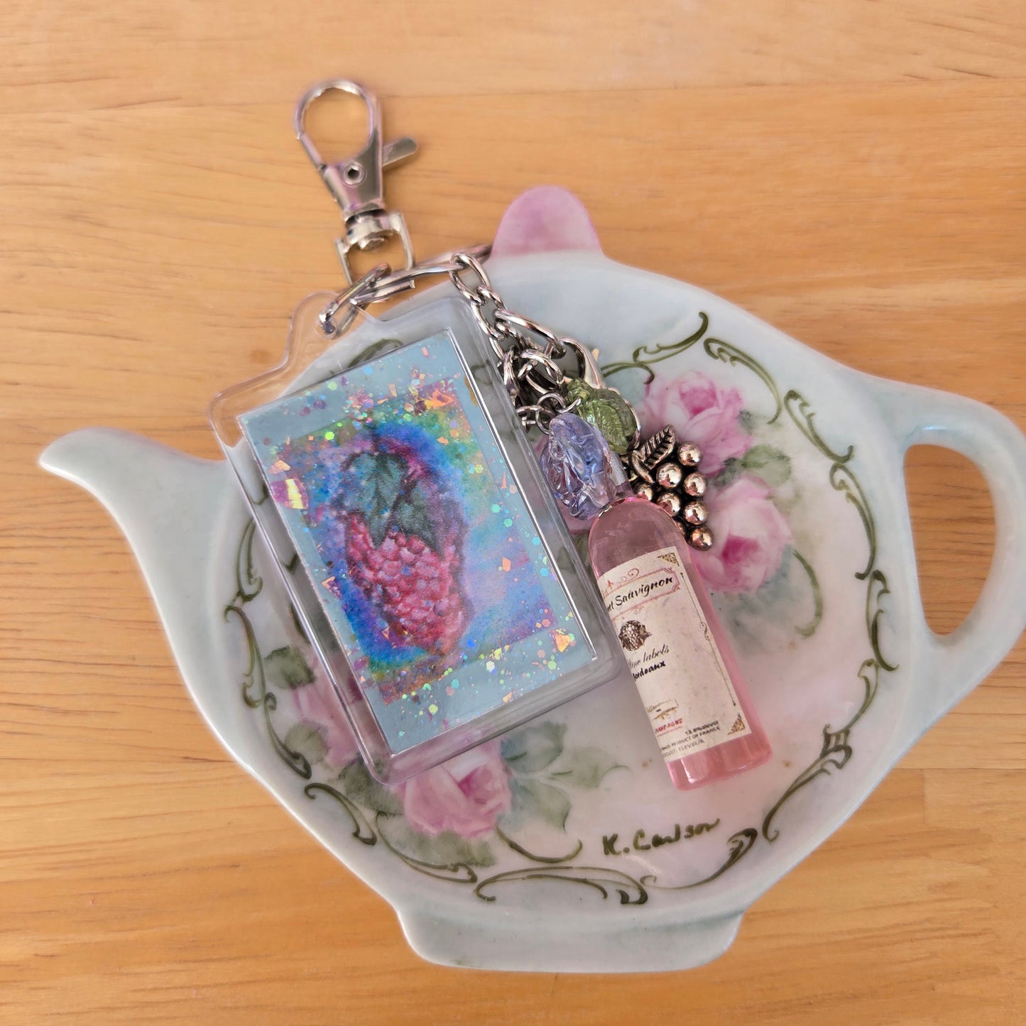 Ethereal Romance | Blue | Key Chain | Grapes & Roses Bag Accessory