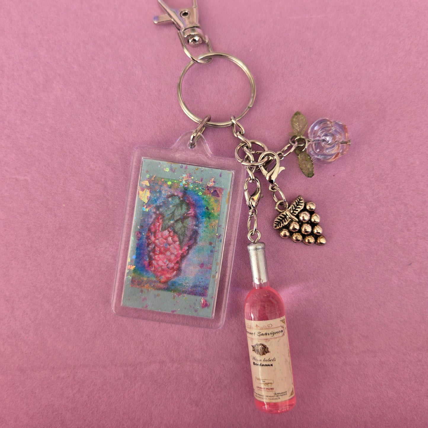 Ethereal Romance | Blue | Key Chain | Grapes & Roses Bag Accessory
