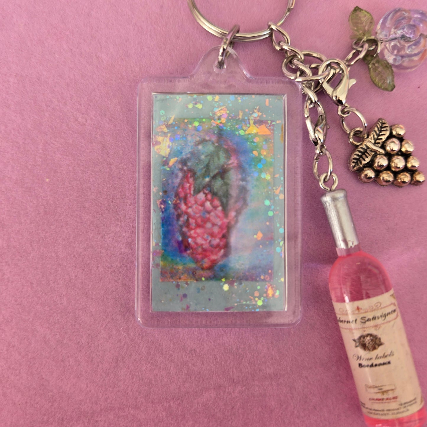 Ethereal Romance | Blue | Key Chain | Grapes & Roses Bag Accessory