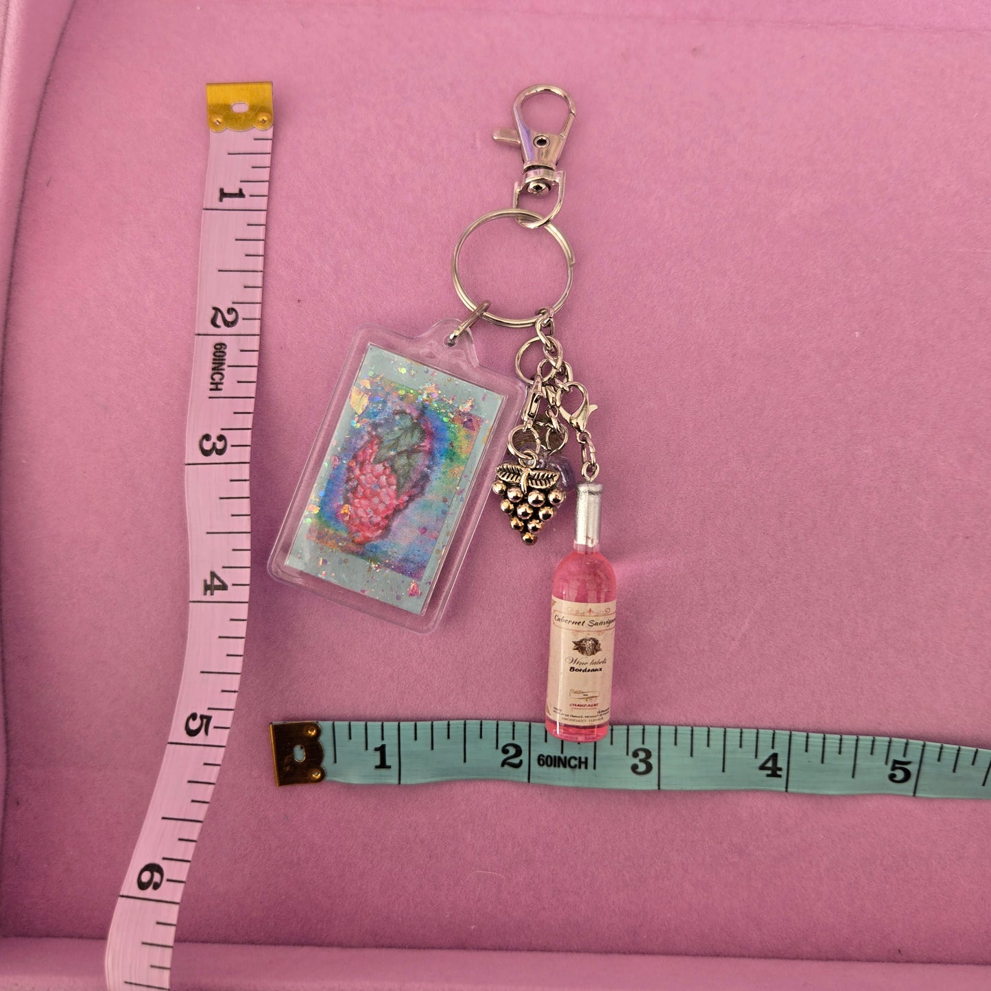 Ethereal Romance | Blue | Key Chain | Grapes & Roses Bag Accessory