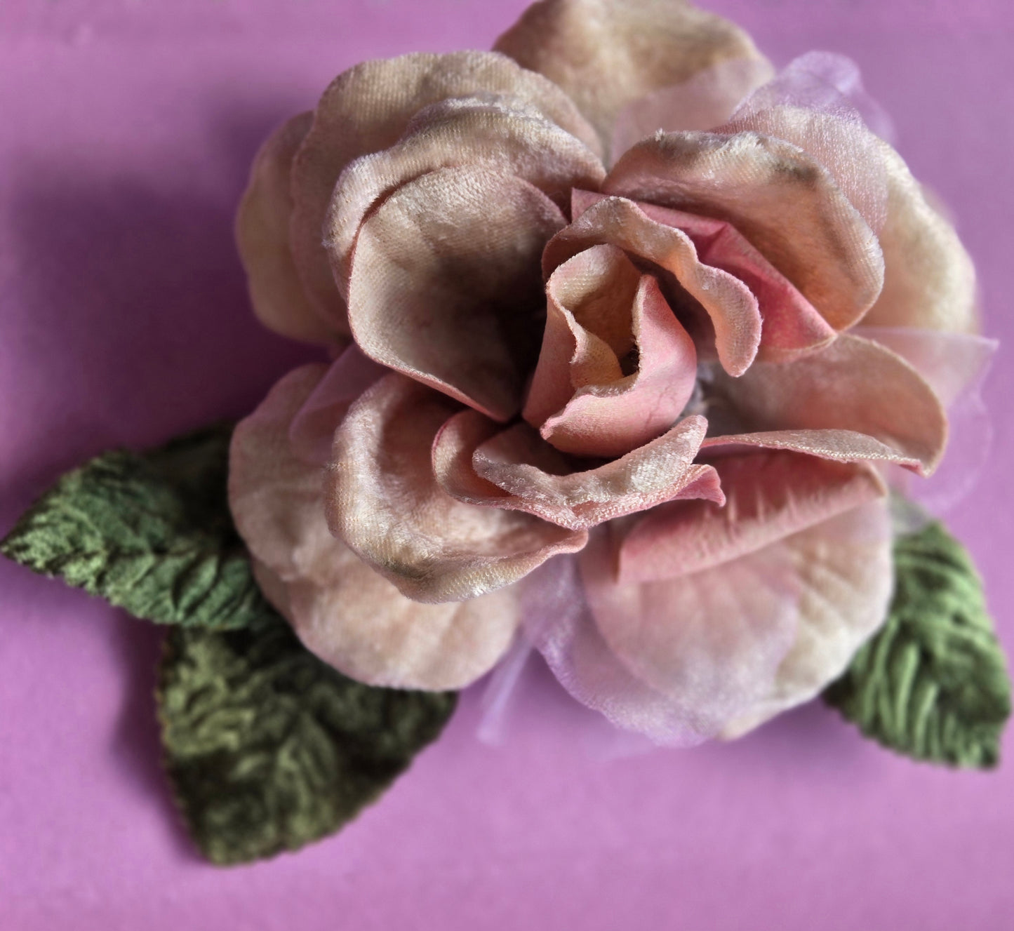 Ethereal Romance | Pink | Brooch | Vintage Pink Velvet Rose Pin