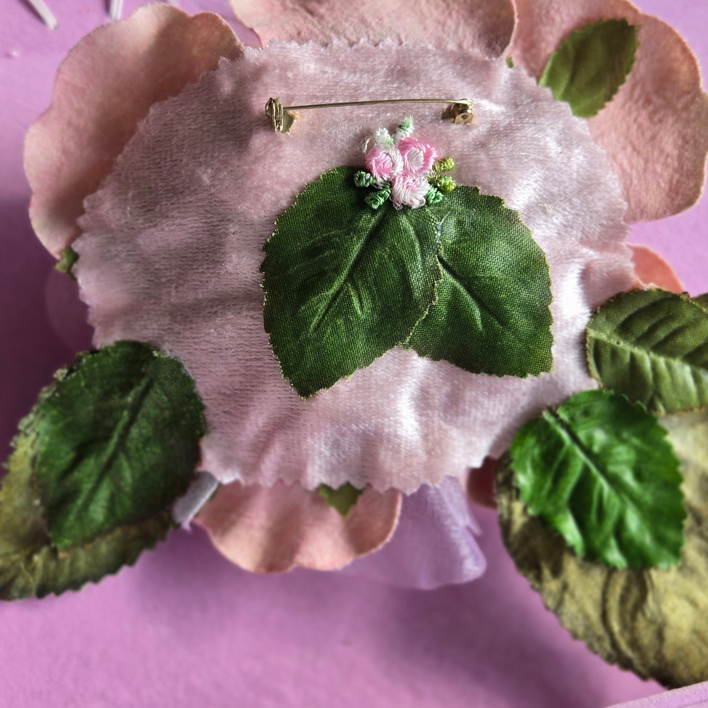 Ethereal Romance | Pink | Brooch | Vintage Pink Velvet Rose Pin