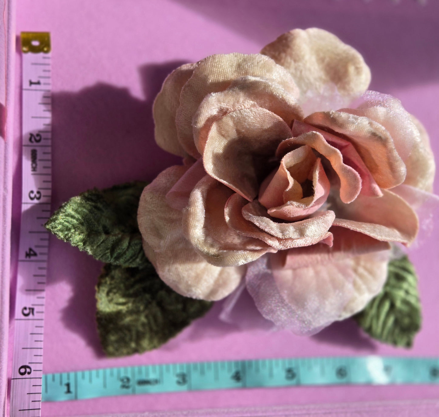 Ethereal Romance | Pink | Brooch | Vintage Pink Velvet Rose Pin