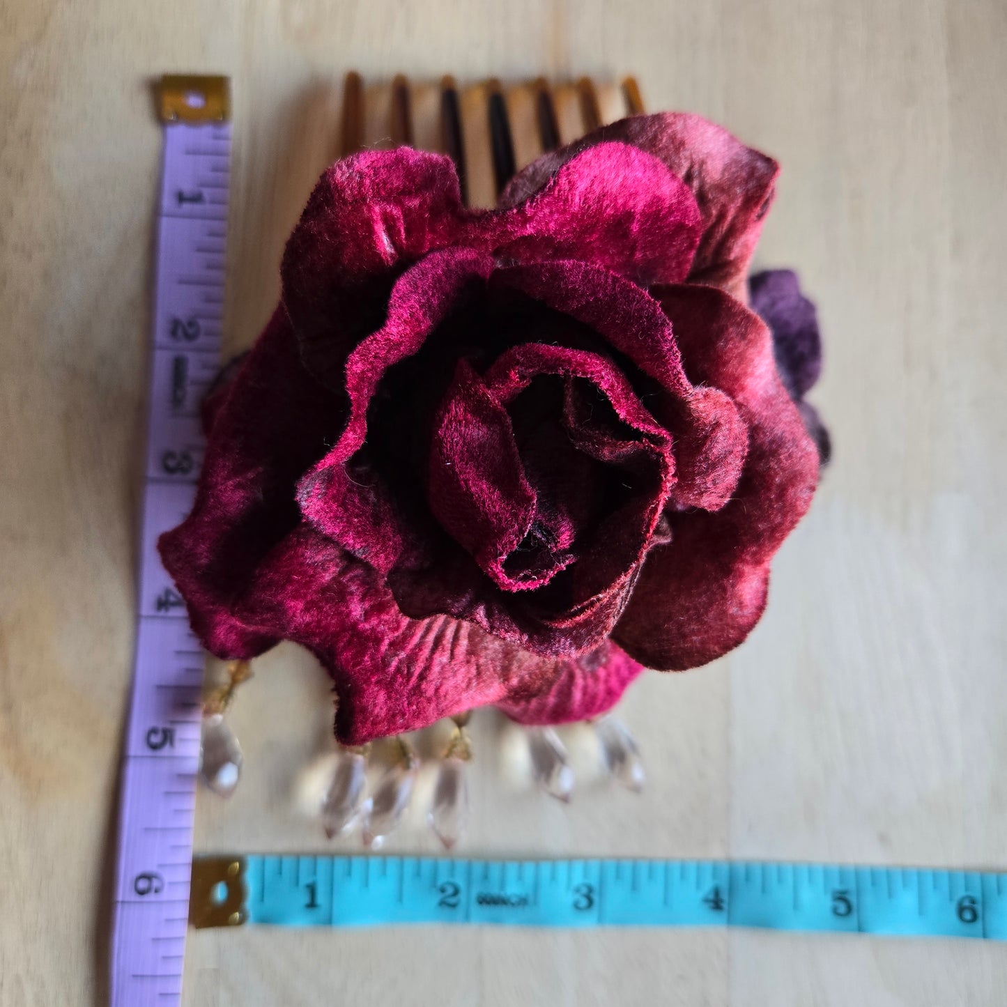 Vintage Glamour | Red | Hair Comb | Vintage Red Millinery & Beaded Fringe 1920s Style