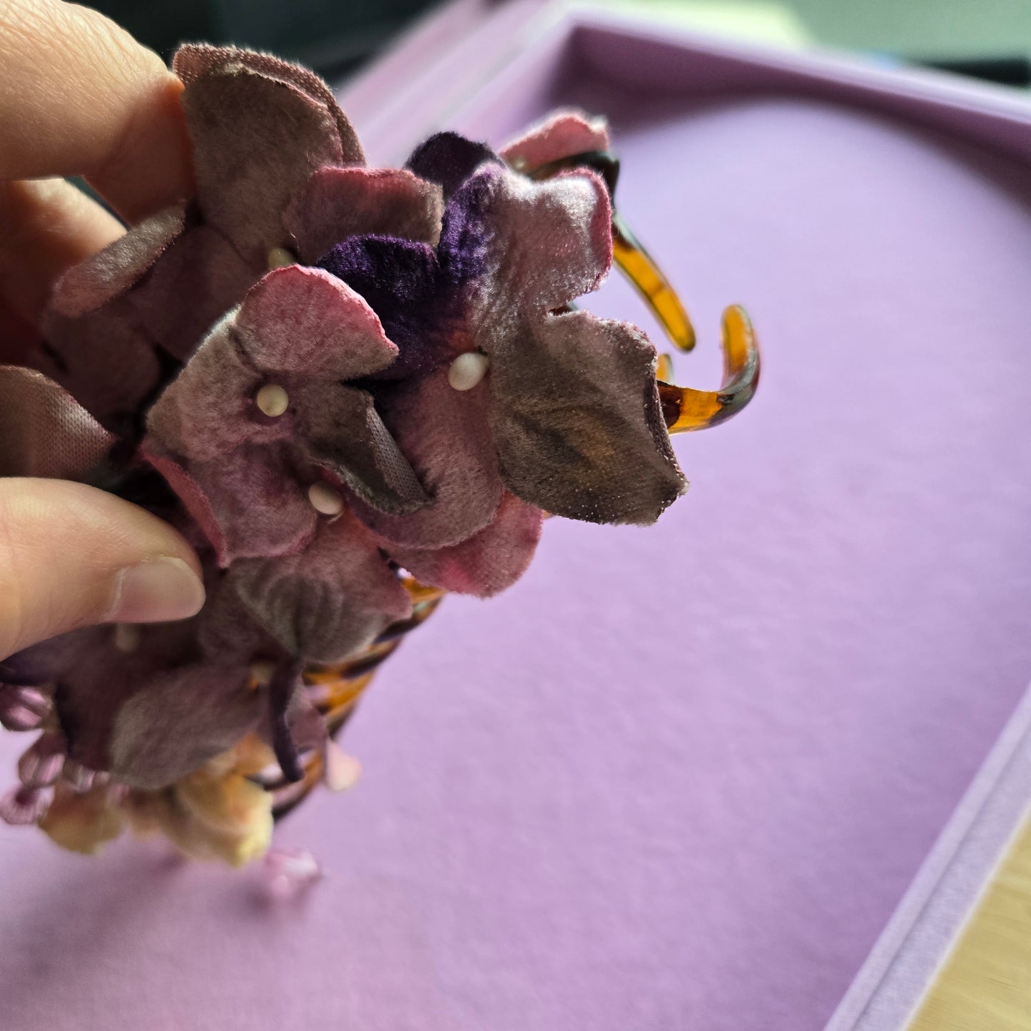 Ethereal Romance | Lilac | Hair Clip | Velvet Hydrangeas, Pansy and Rose Claw Clip