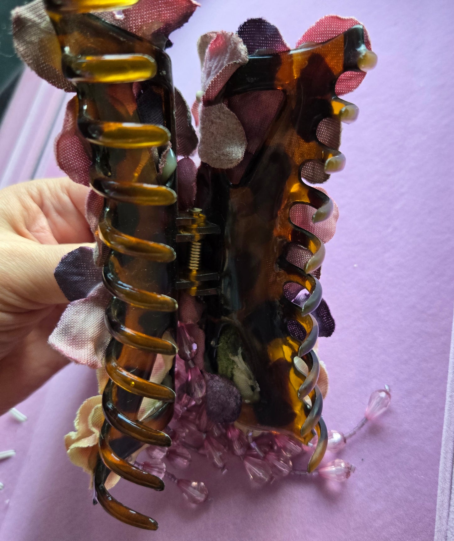 Ethereal Romance | Lilac | Hair Clip | Velvet Hydrangeas, Pansy and Rose Claw Clip