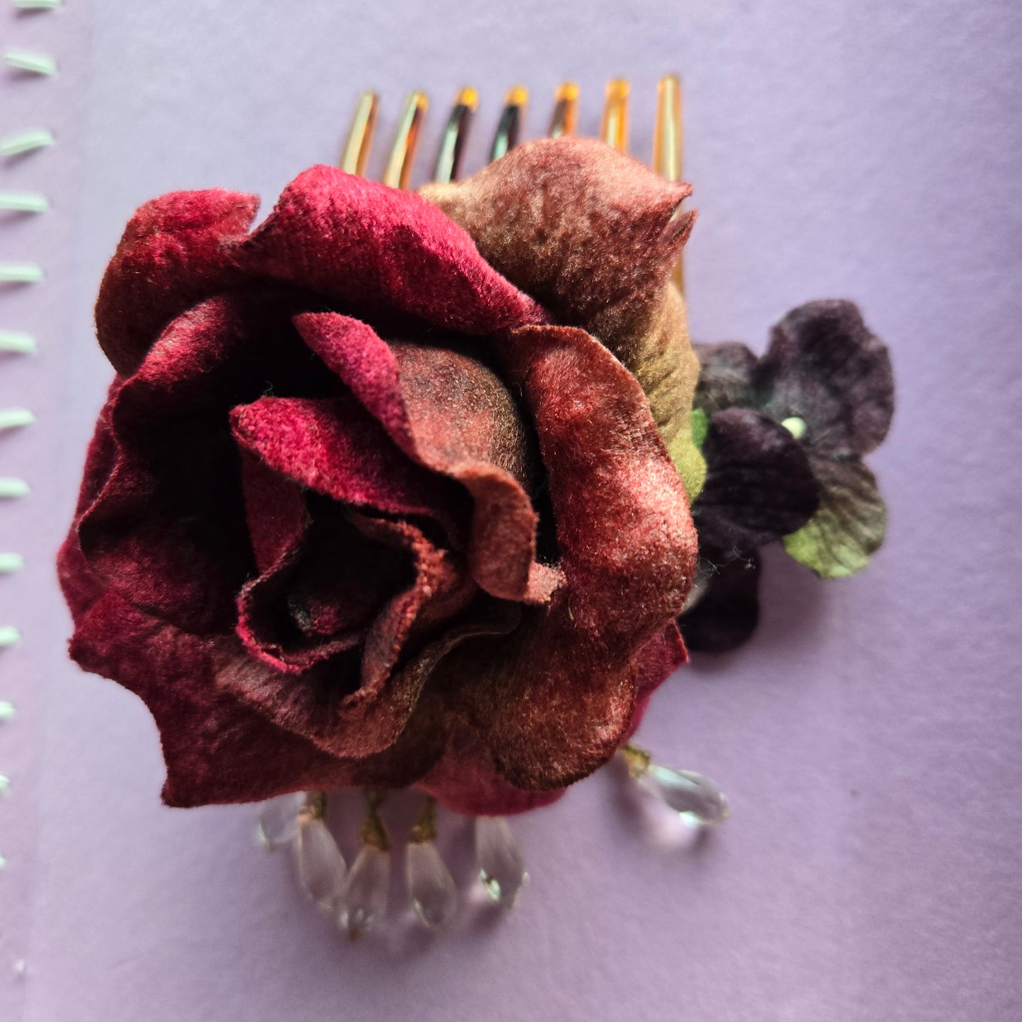 Vintage Glamour | Red | Hair Comb | Vintage Red Millinery & Beaded Fringe 1920s Style