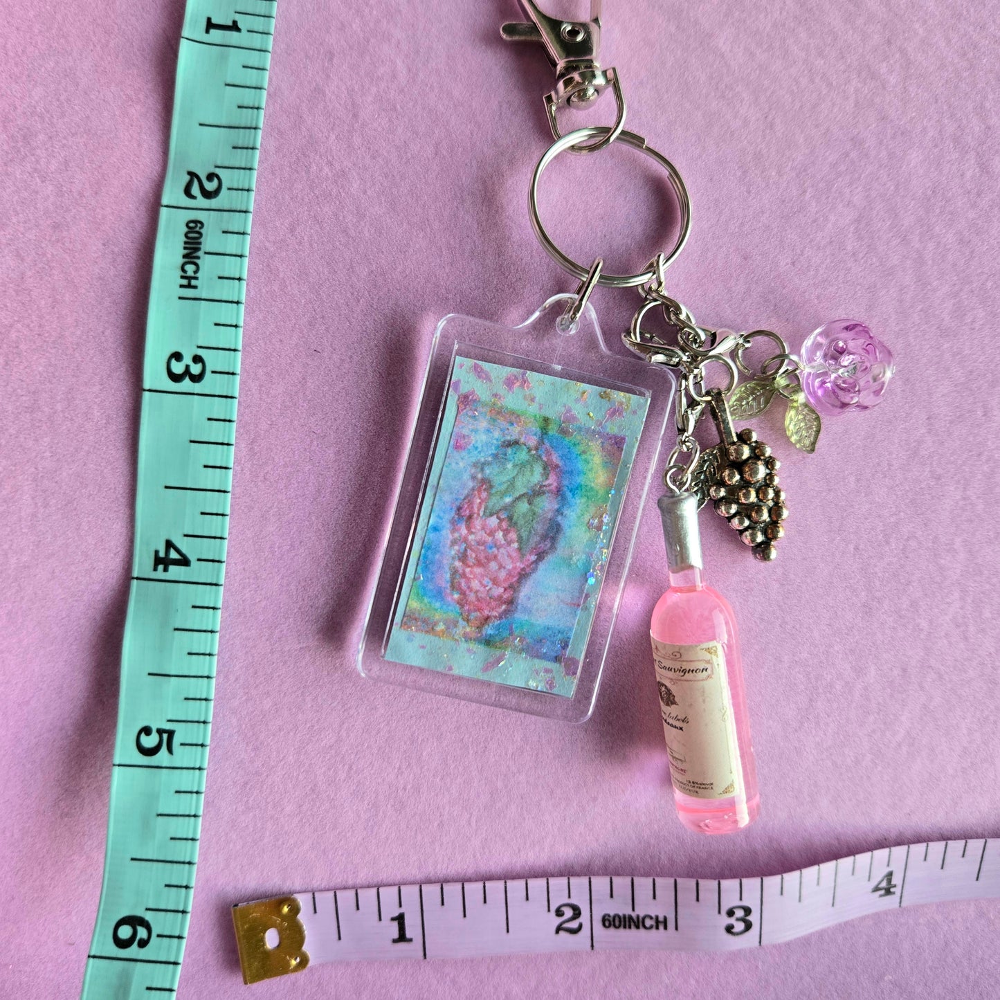 Ethereal Romance | Blue | Key Chain | Grapes & Roses Bag Accessory