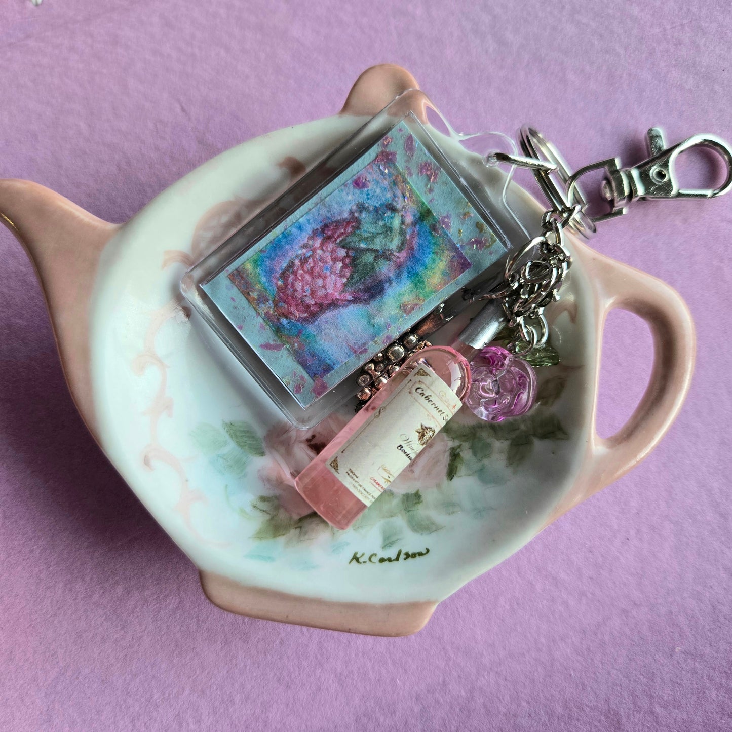 Ethereal Romance | Blue | Key Chain | Grapes & Roses Bag Accessory