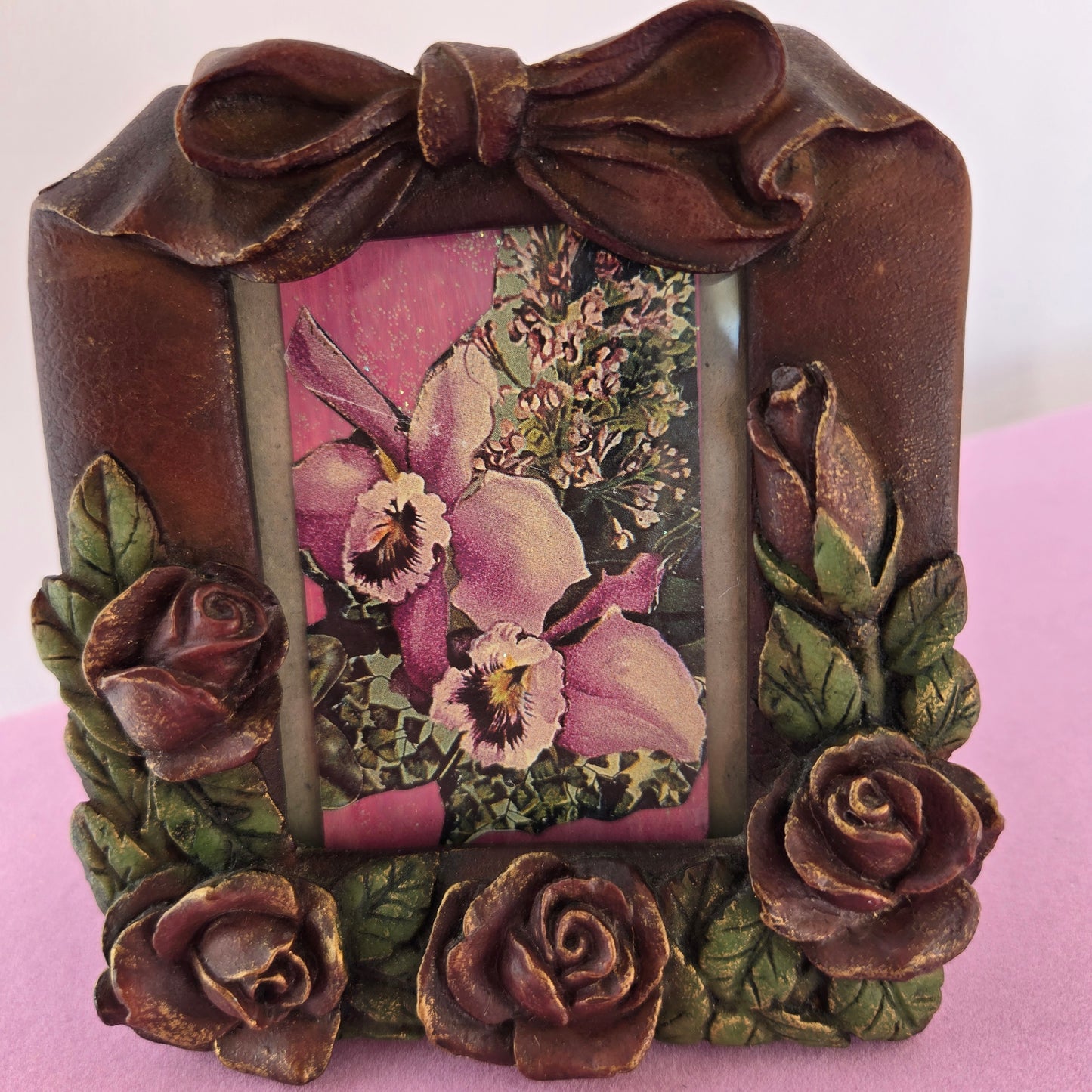 Whimsical Wonders | Brown | Picture Frame | Mini Frame with Roses and Bows
