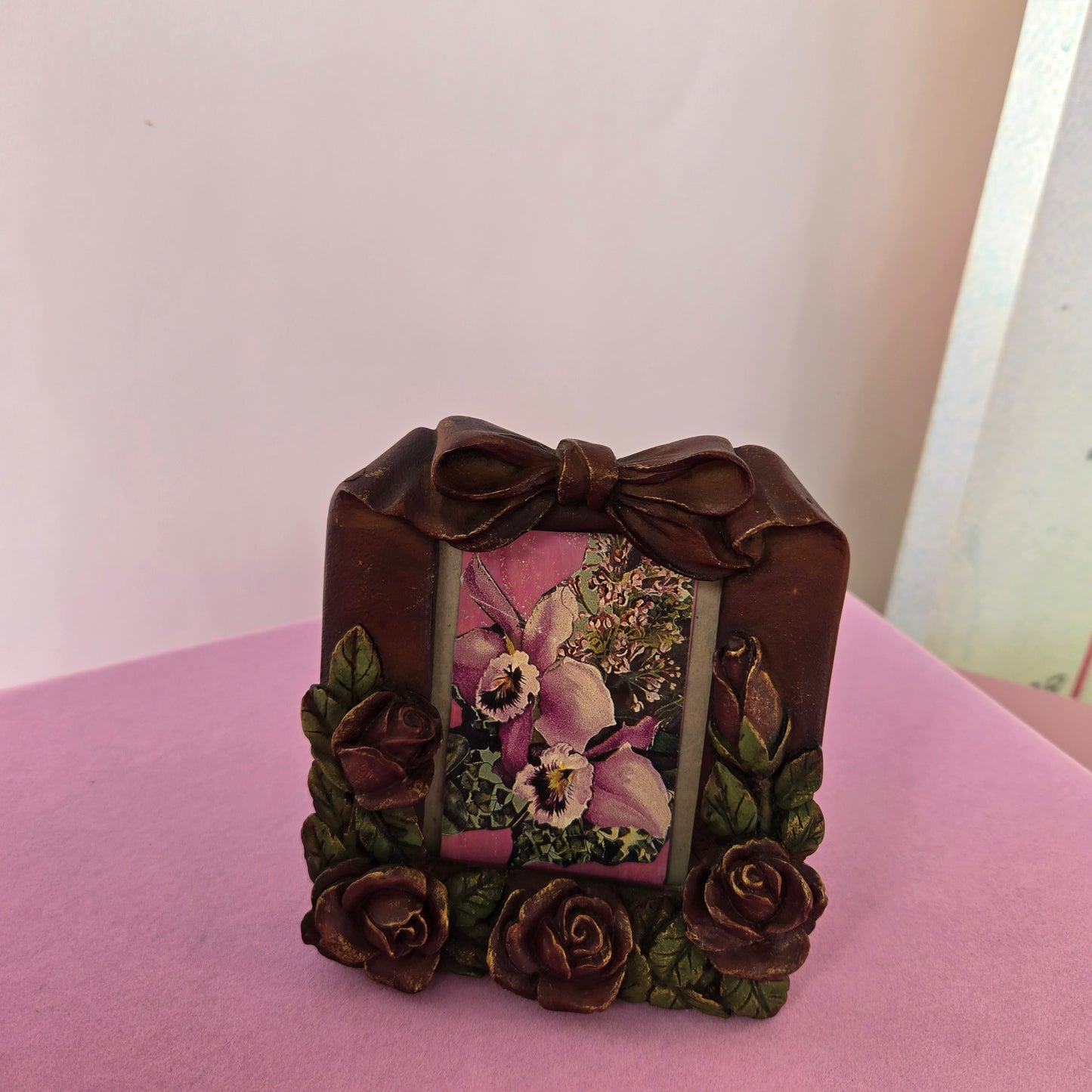 Whimsical Wonders | Brown | Picture Frame | Mini Frame with Roses and Bows