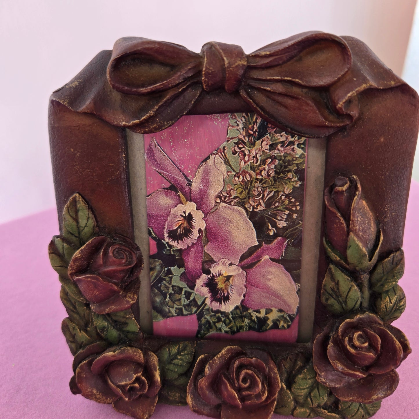Whimsical Wonders | Brown | Picture Frame | Mini Frame with Roses and Bows
