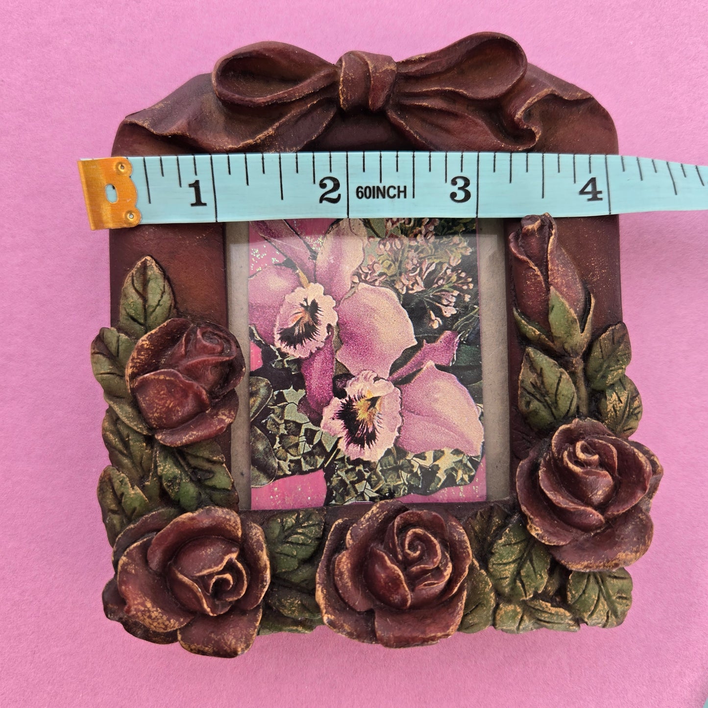 Whimsical Wonders | Brown | Picture Frame | Mini Frame with Roses and Bows