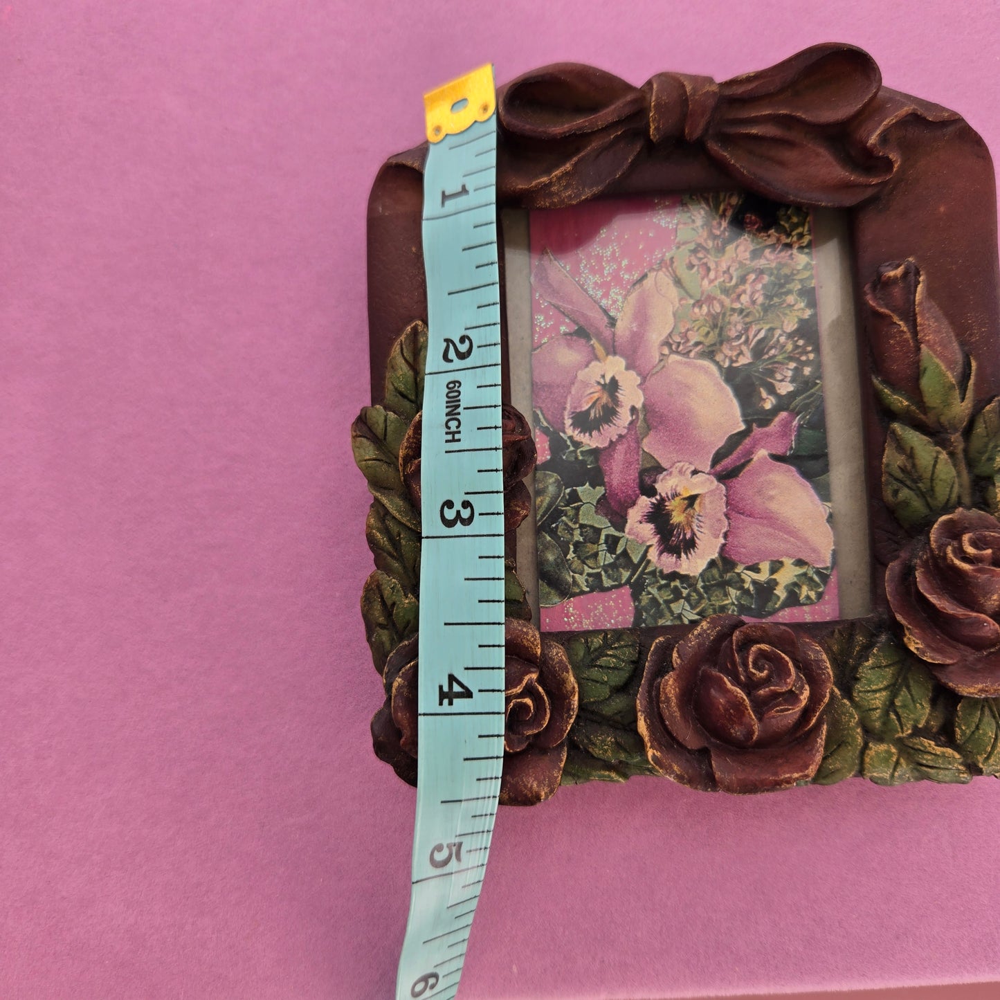 Whimsical Wonders | Brown | Picture Frame | Mini Frame with Roses and Bows