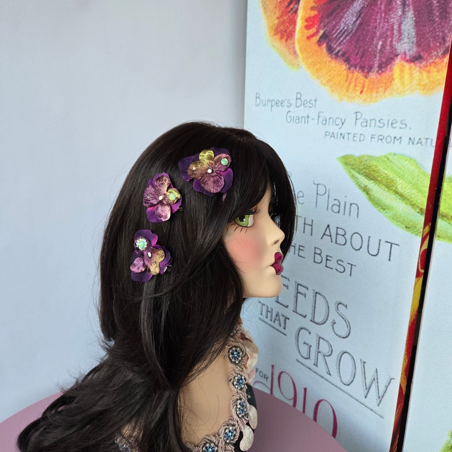 Ethereal Romance | Purple | Hair Clips | Three Romantic Vintage Millinery Hydrangeas