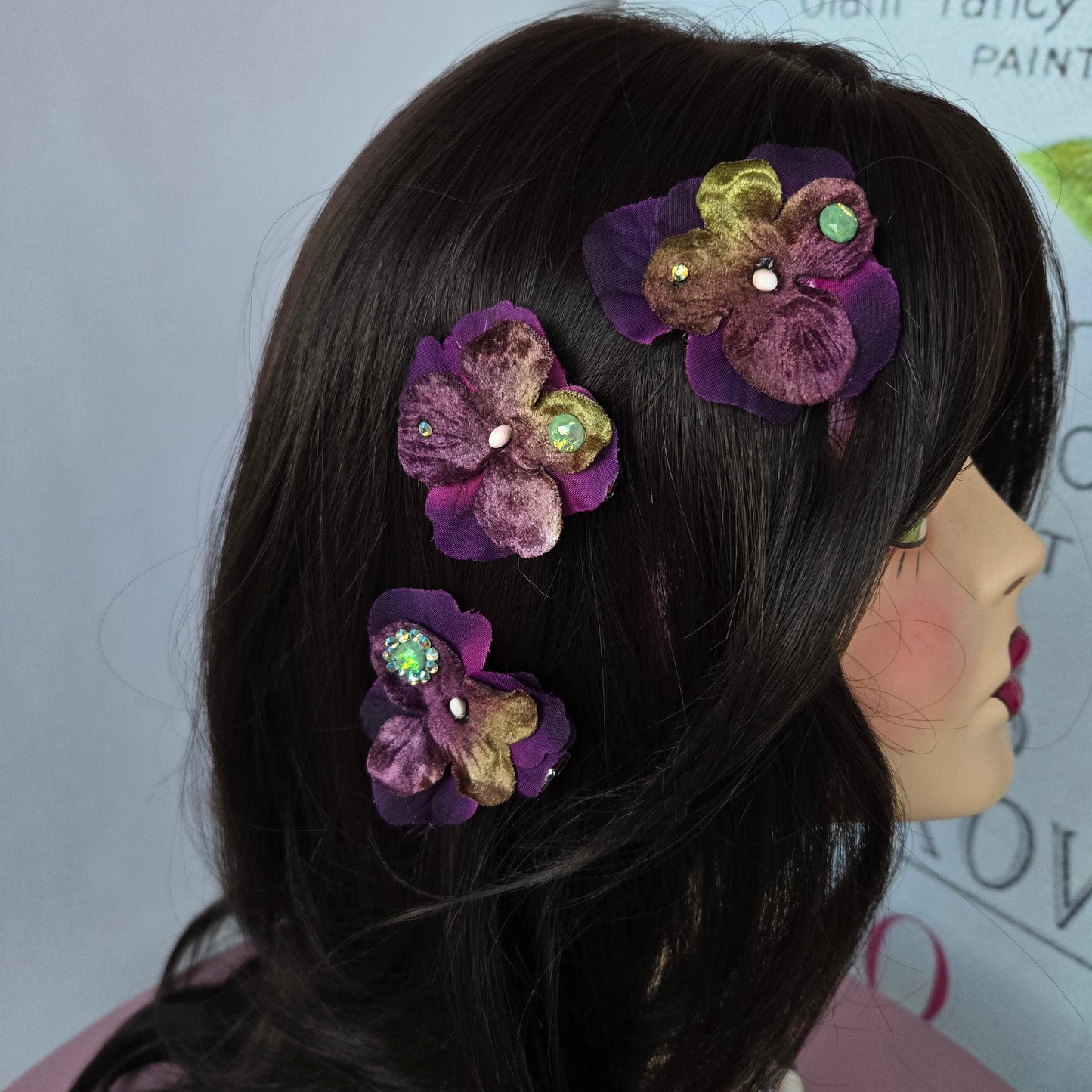 Ethereal Romance | Purple | Hair Clips | Three Romantic Vintage Millinery Hydrangeas
