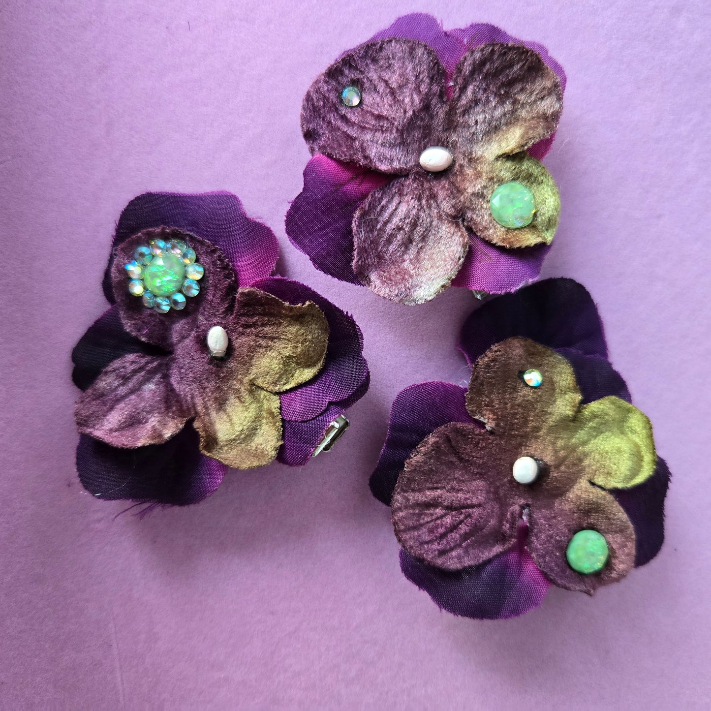 Ethereal Romance | Purple | Hair Clips | Three Romantic Vintage Millinery Hydrangeas