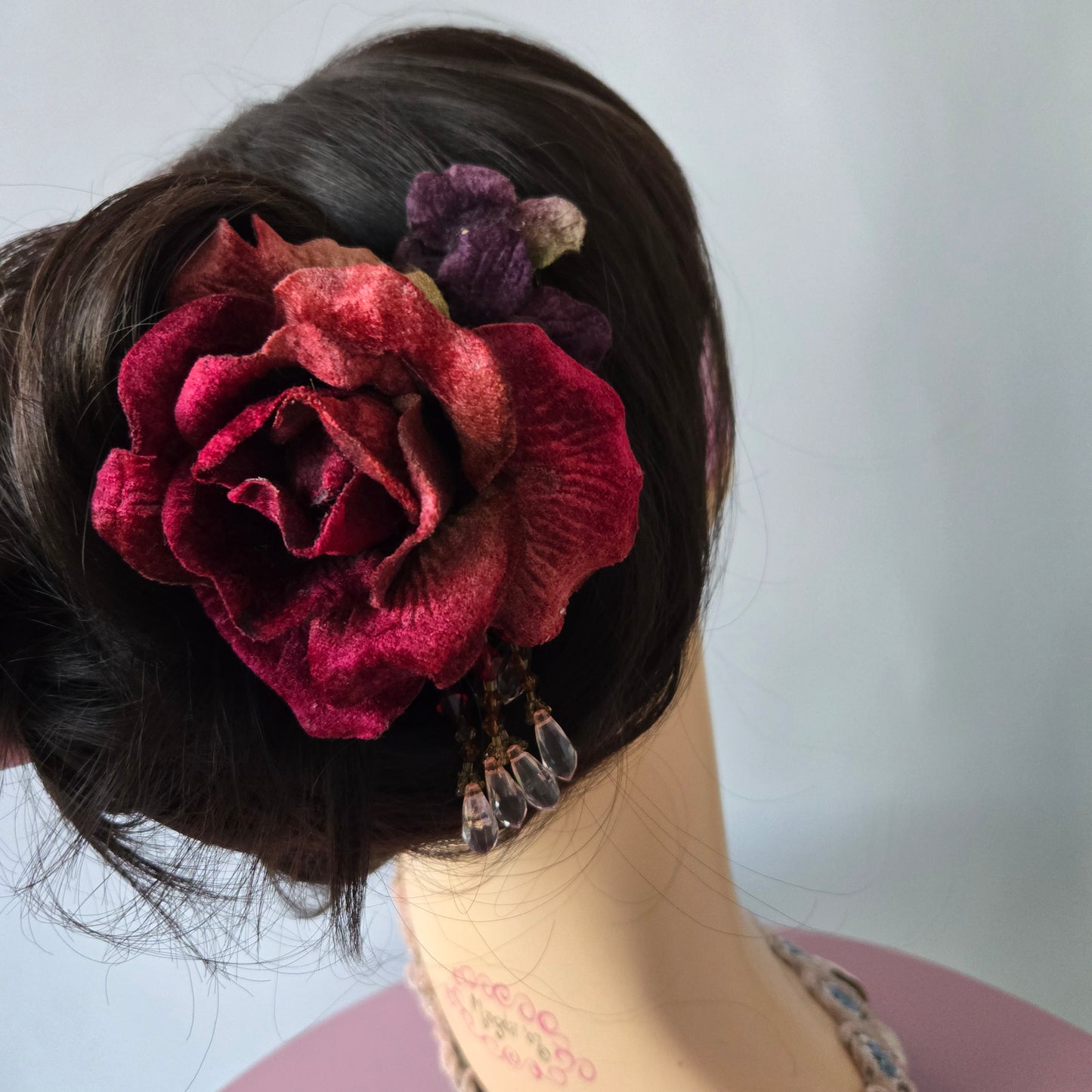 Vintage Glamour | Red | Hair Comb | Vintage Red Millinery & Beaded Fringe 1920s Style