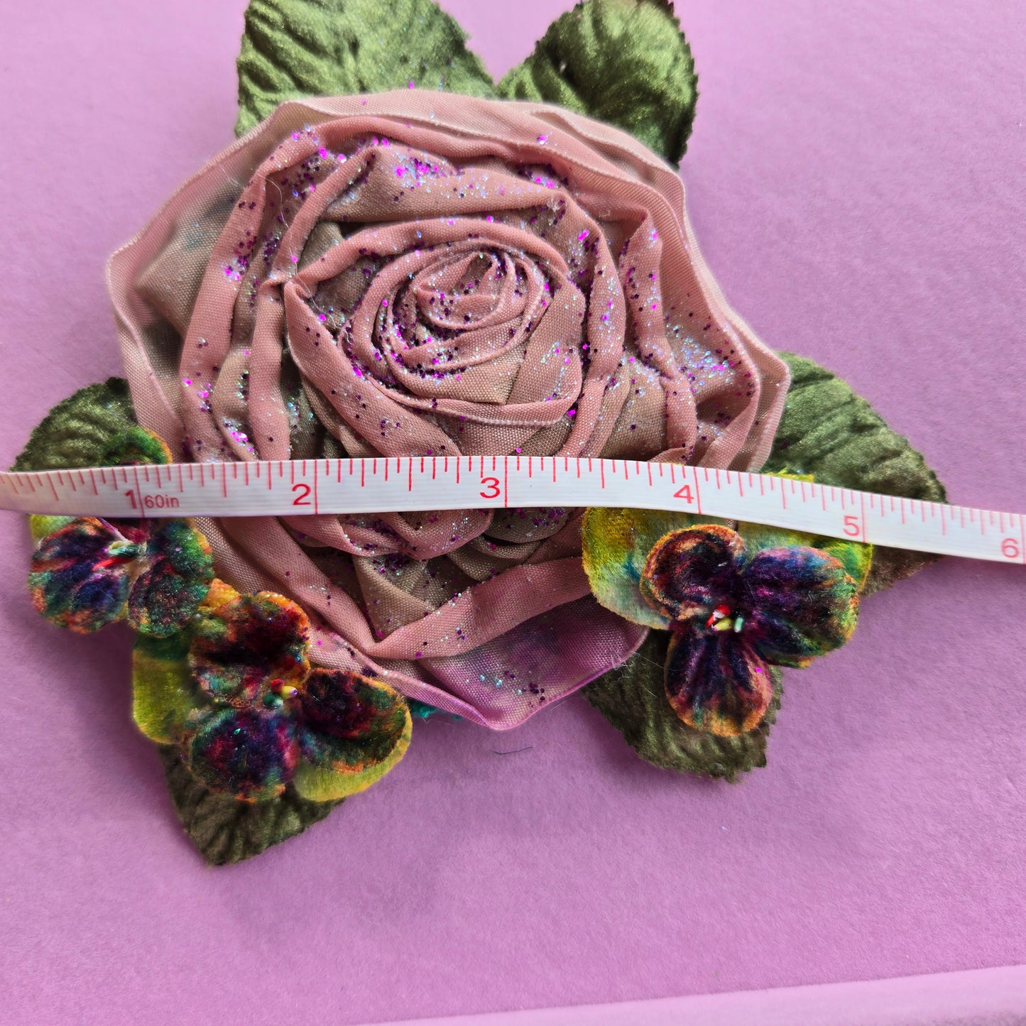 Ethereal Romance | Peach Sunset | Brooch | Vintage French Ribbon & Velvet Violet Brooch