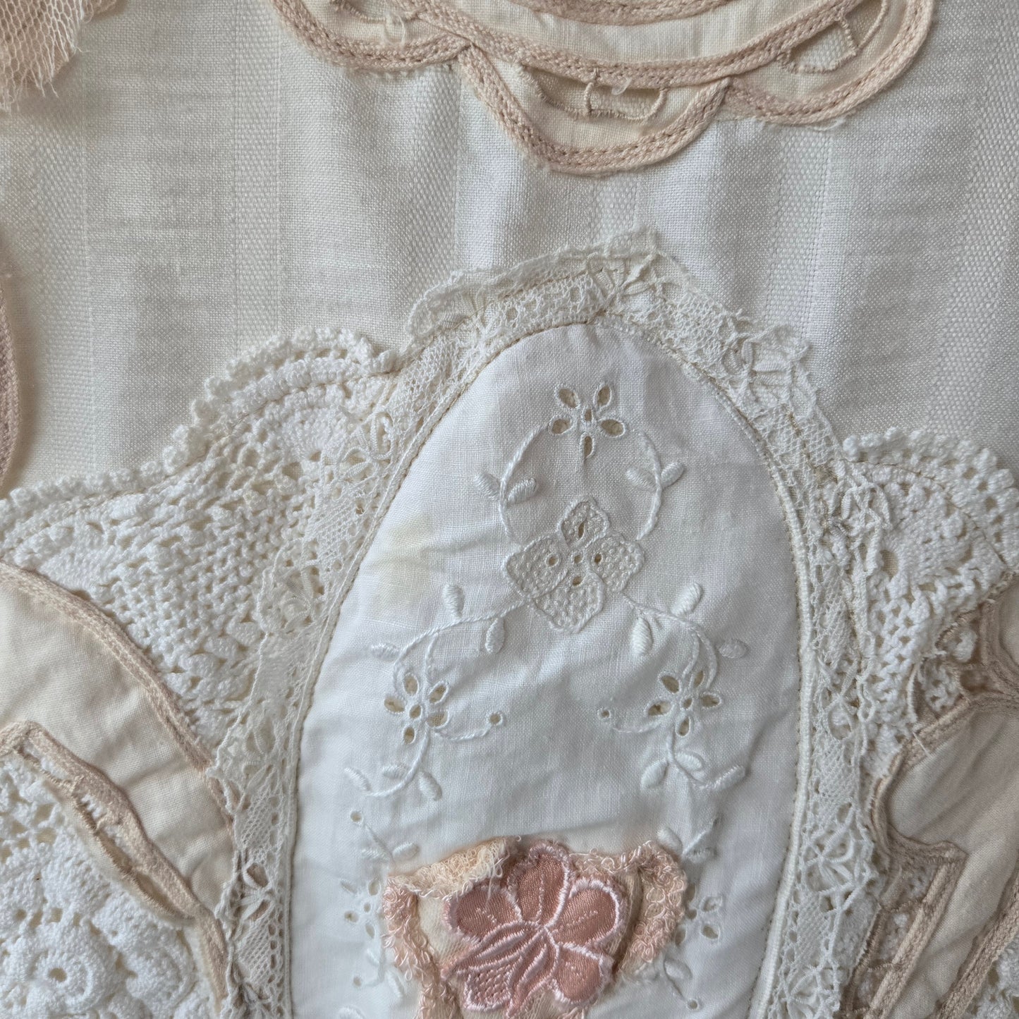 Ethereal Romance | Cream | Blouse | Vintage Lace, Crochet and Embroidered Rose - Small - Medium