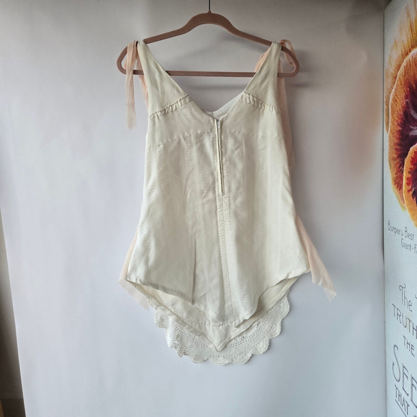 Ethereal Romance | Cream | Blouse | Vintage Lace, Crochet and Embroidered Rose - Small - Medium
