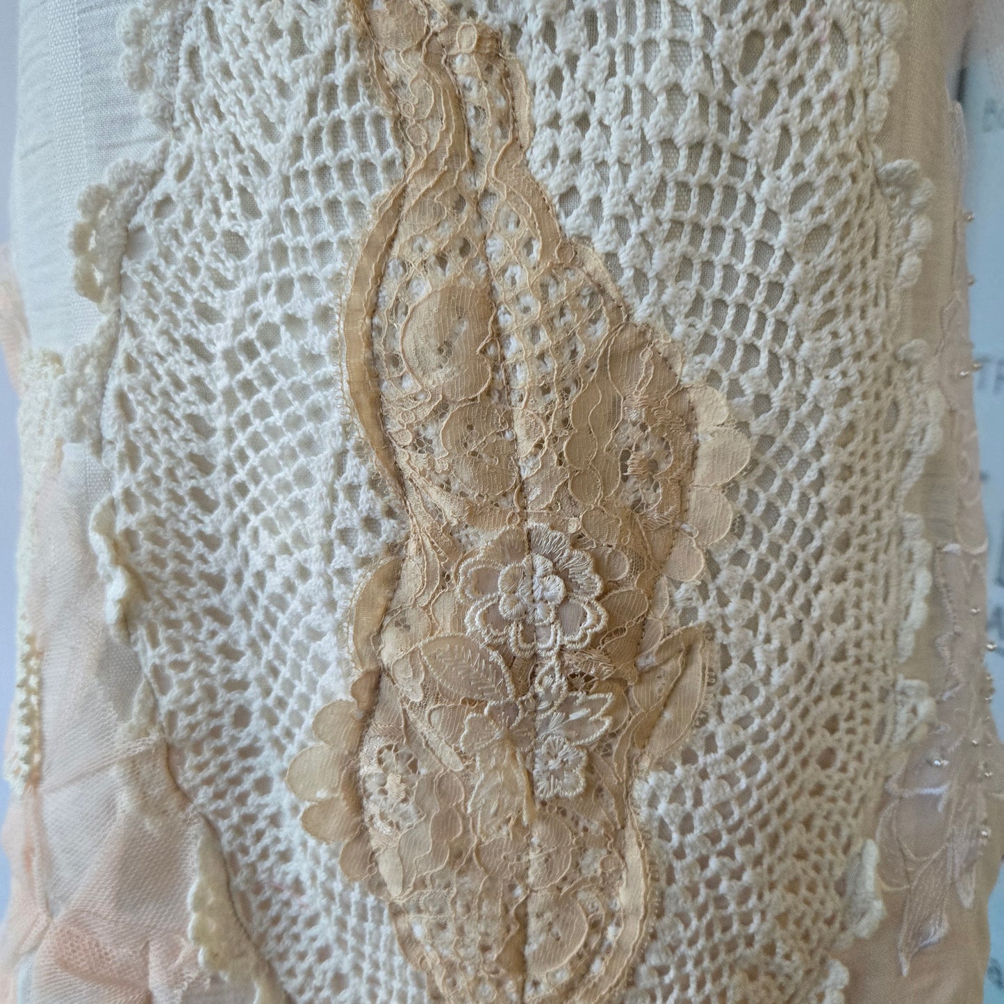Ethereal Romance | Cream | Blouse | Vintage Lace, Crochet and Embroidered Rose - Small - Medium