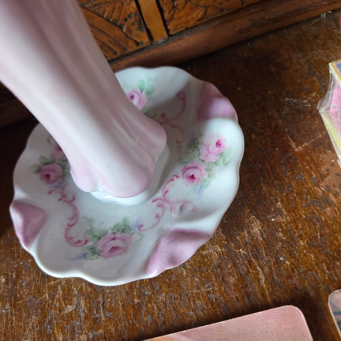 Whimsical Wonders | Pink | Vintage Pink Rose Hatpin Holder & Trinket Display