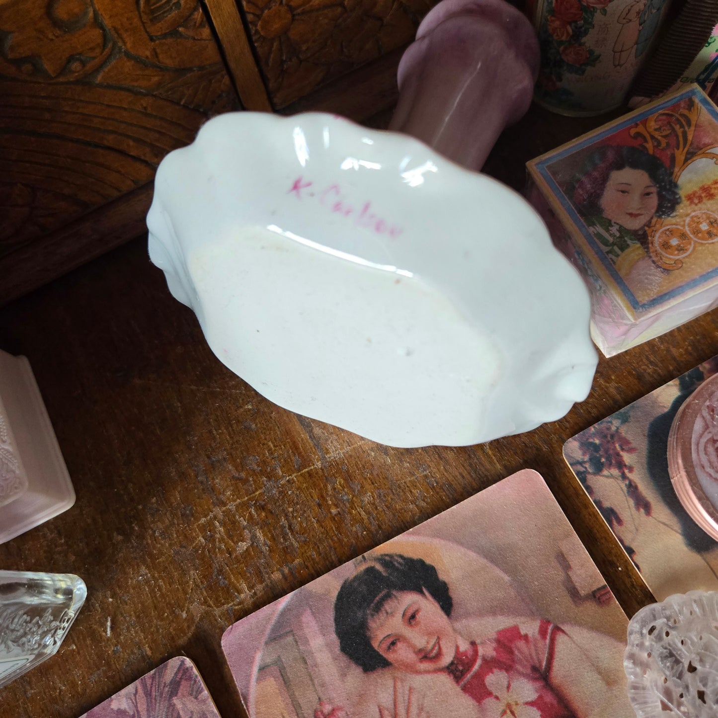 Whimsical Wonders | Pink | Vintage Pink Rose Hatpin Holder & Trinket Display