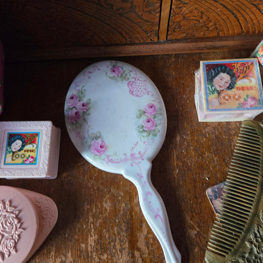 Whimsical Wonders | Romantic Rose Hand Painted Vanity Mirror Cottage Fairycore Coquette