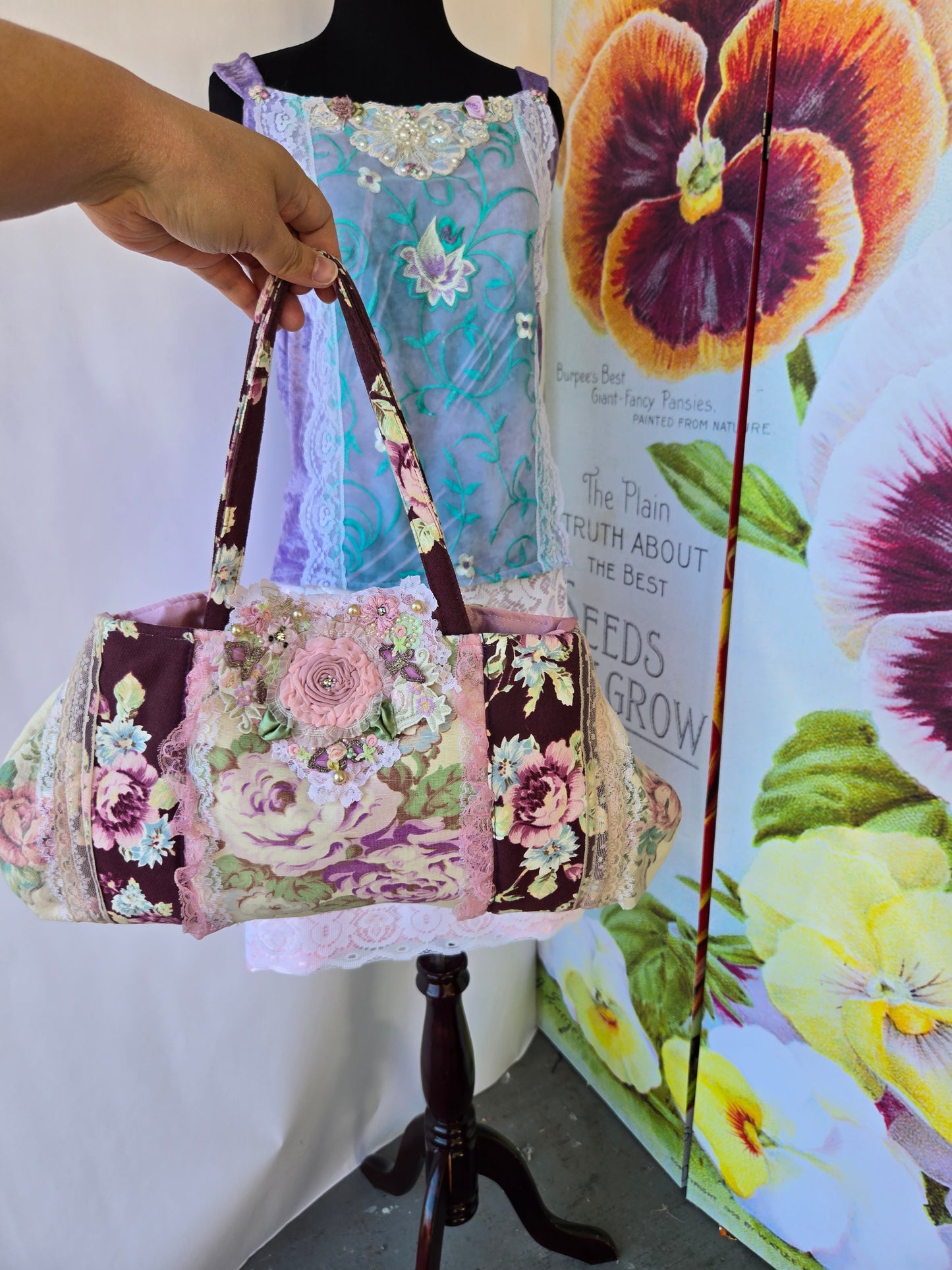 Ethereal Romance | Pink | Handbag | 🌹 Romantic Handmade 1920s-Inspired Rose Handbag Coquette
