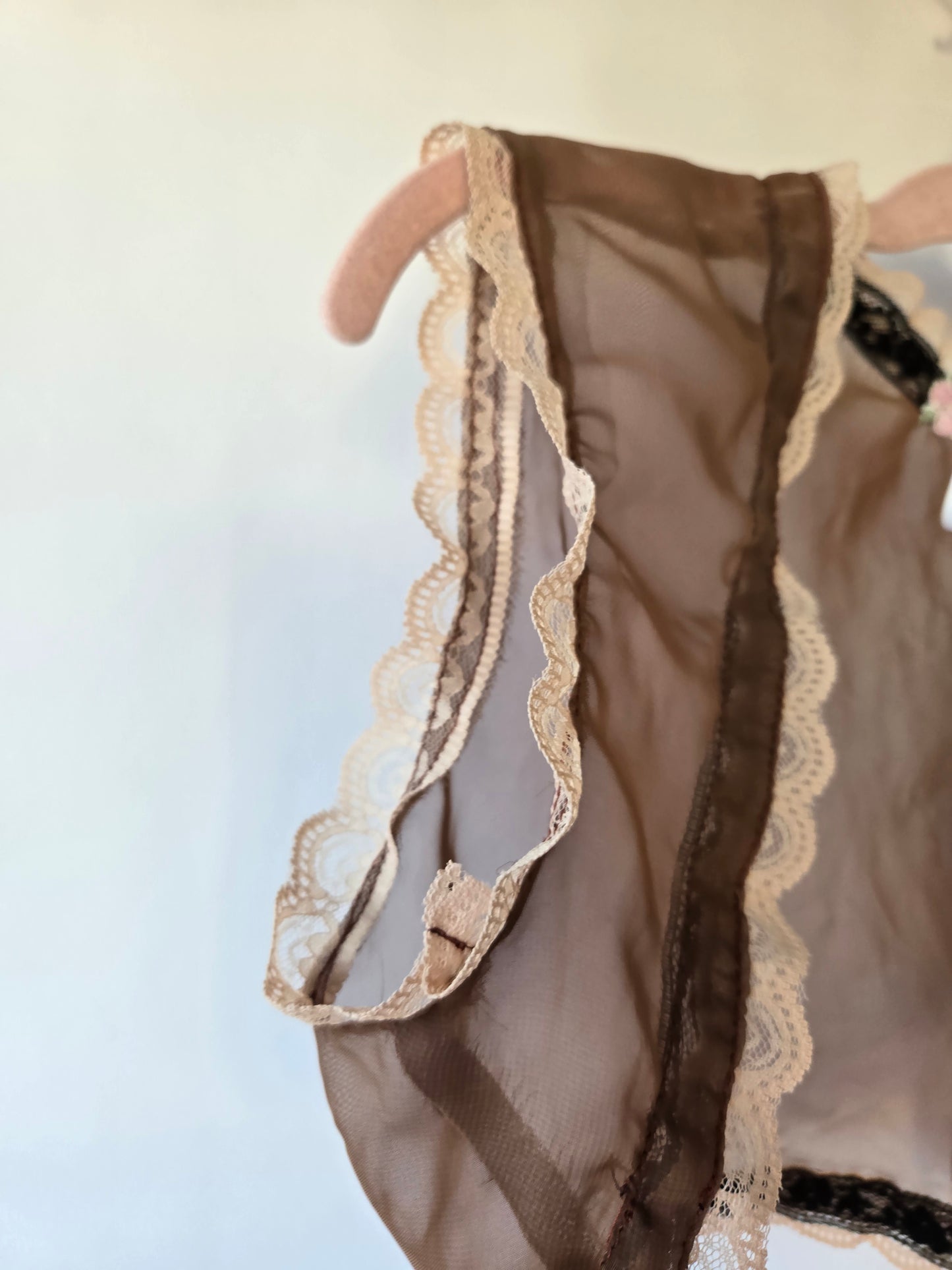 Ethereal Romance | Brown | Shrug | 🤎 Handmade Chocolate Rose Sheer Bolero Shrug Embroidered Flowers Fairycore - Small