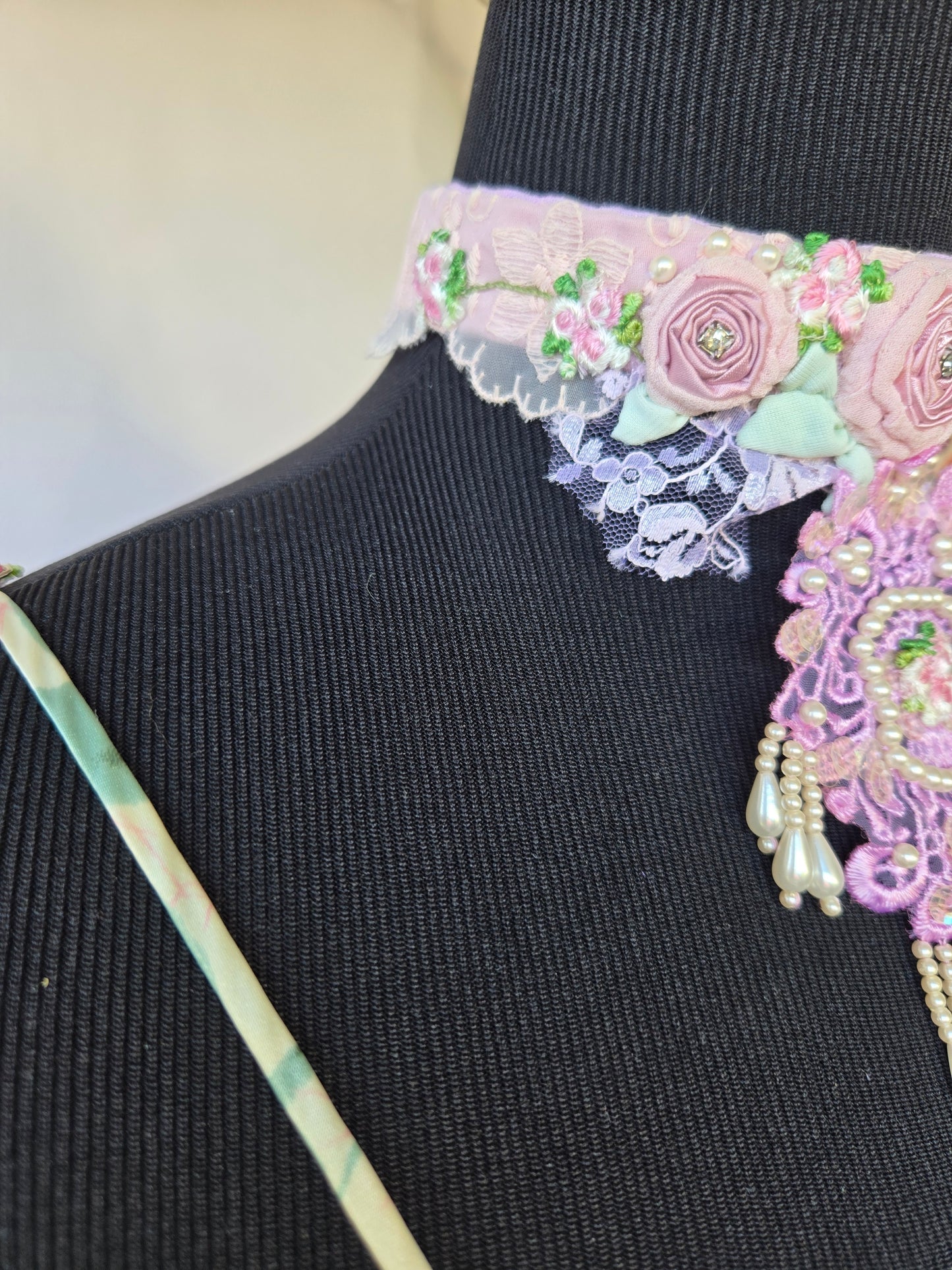 Ethereal Romance | Pink | Choker | Handmade Lace Choker Pink Roses &amp; Pearls Ornate Balletcore Fairy 🌸