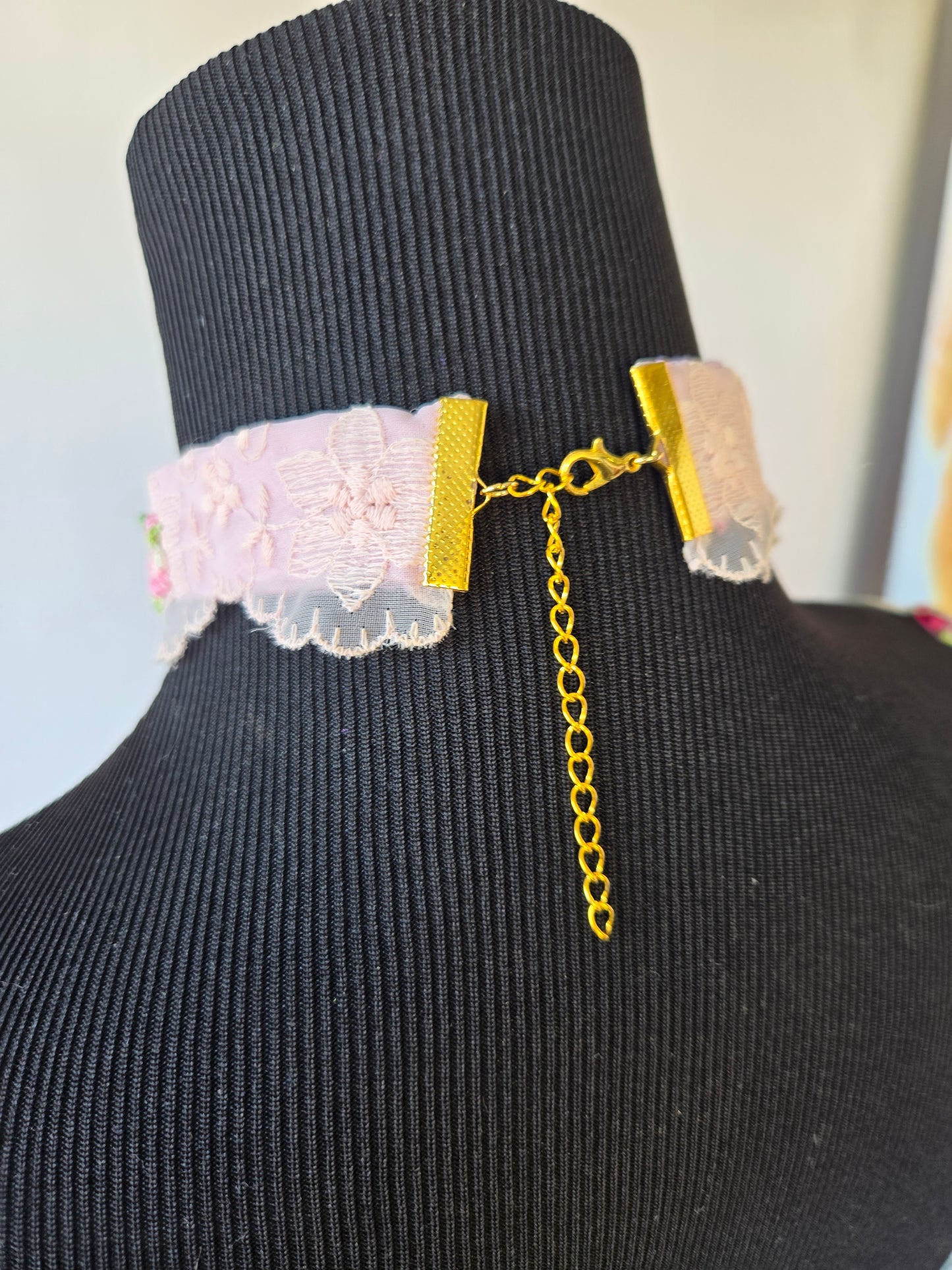 Ethereal Romance | Pink | Choker | Handmade Lace Choker Pink Roses &amp; Pearls Ornate Balletcore Fairy 🌸