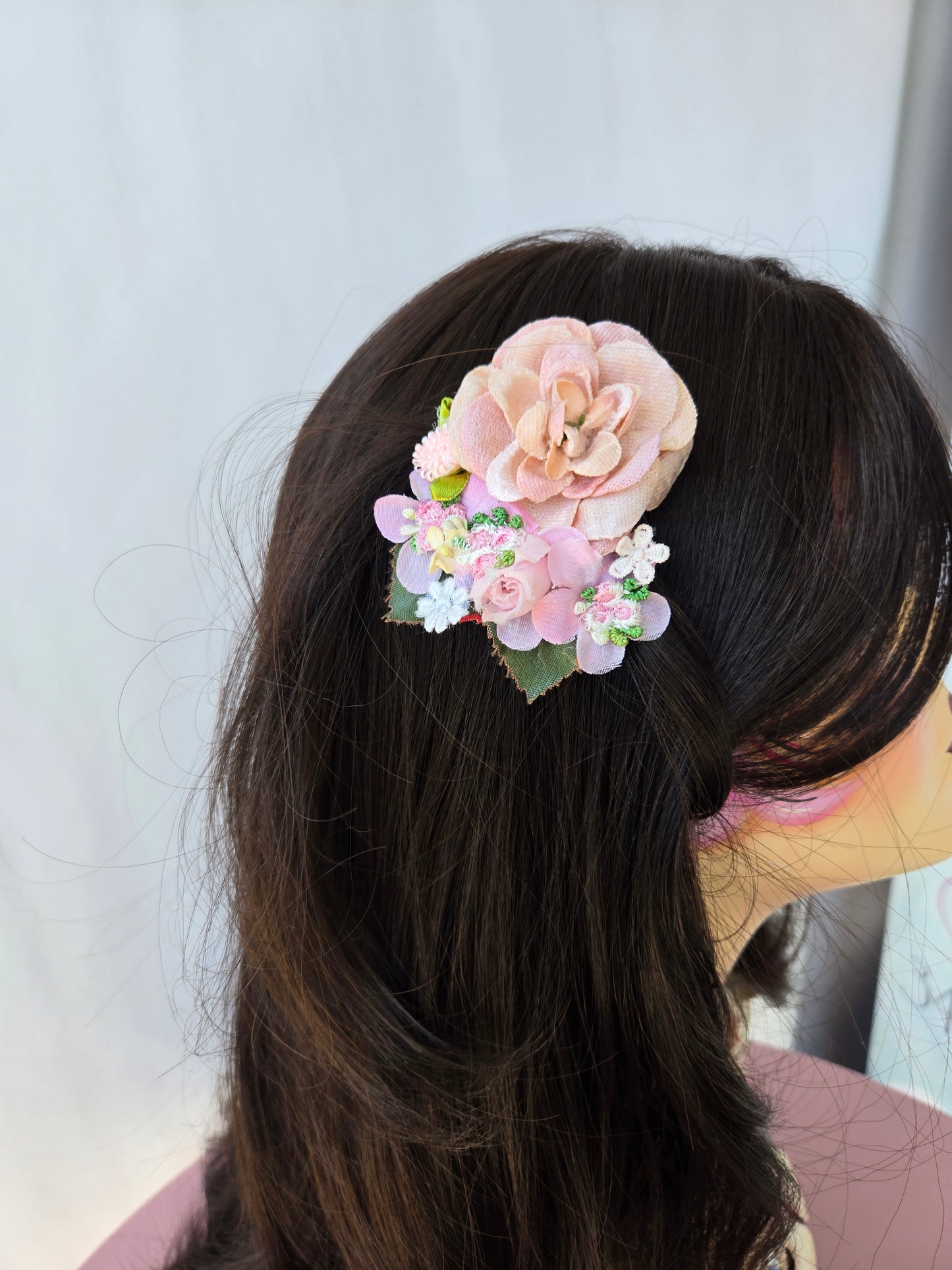 Ethereal Romance | Pink | Hair Clip | 🩰 Balletcore Handmade Velvet Rose Hair Clip Pink