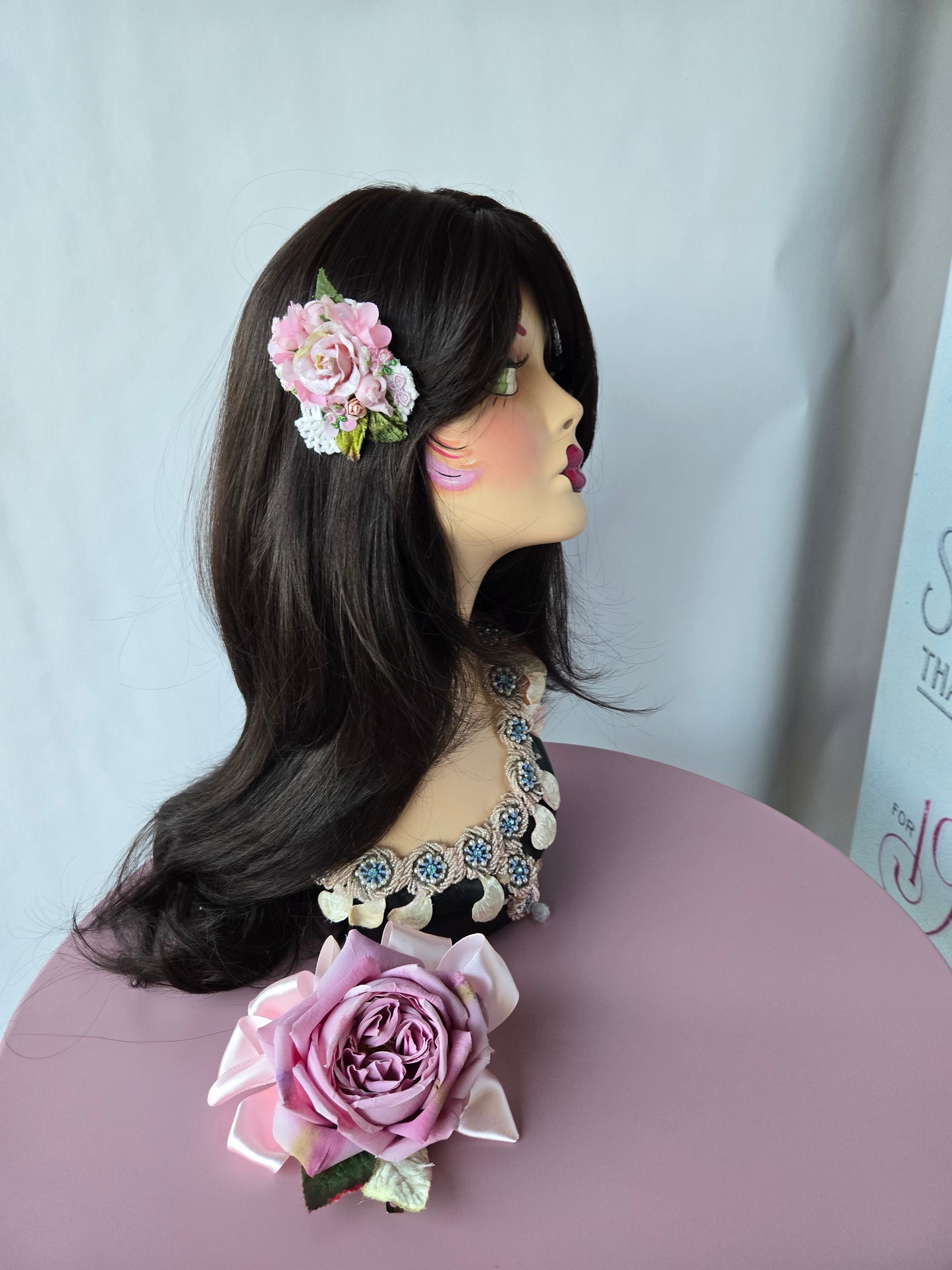 Ethereal Romance | Pink | Hair Clip | 🌸 Handmade Pink Rose Lace Hair Clip Balletcore Fairycore