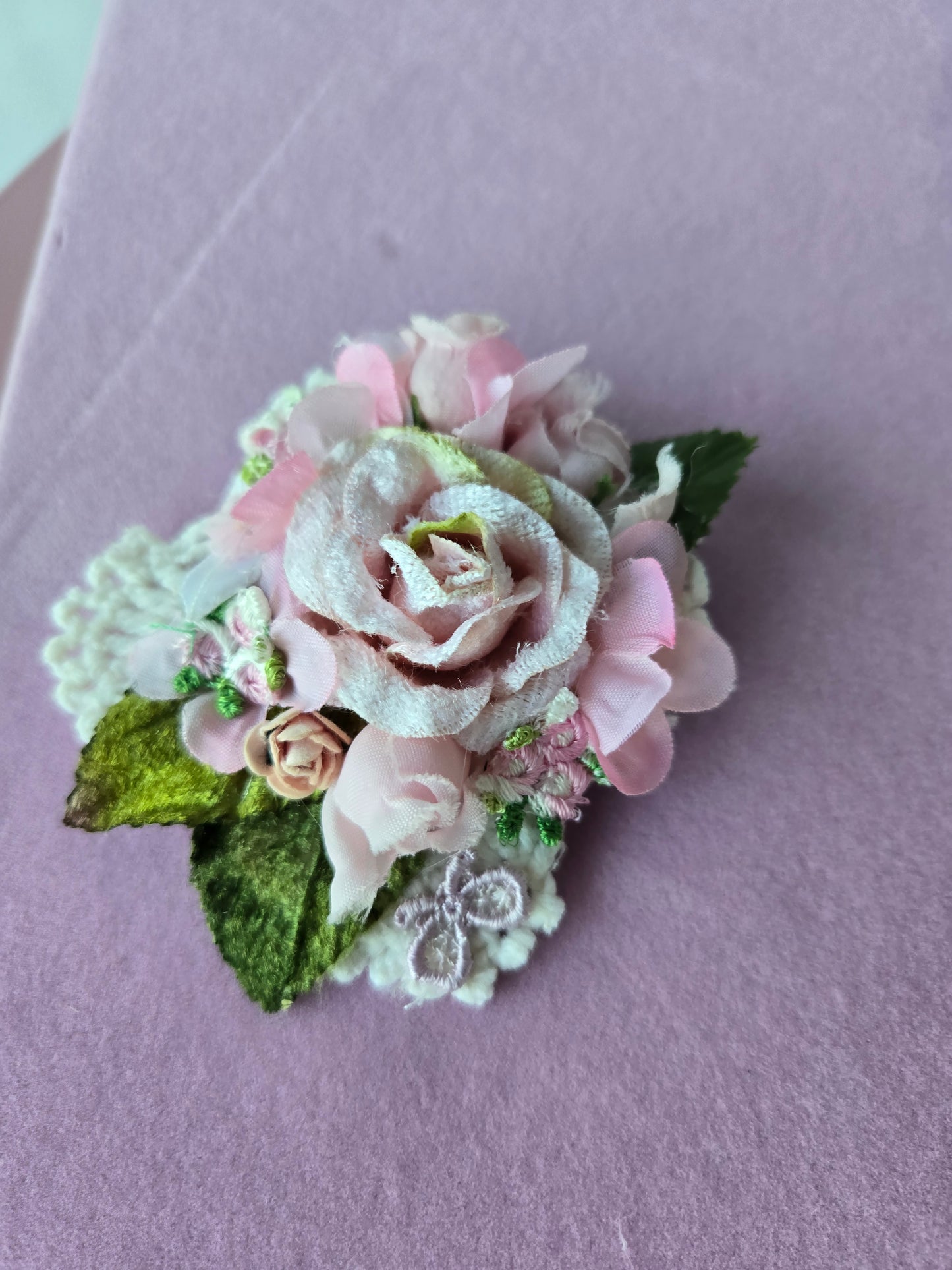 Ethereal Romance | Pink | Hair Clip | 🌸 Handmade Pink Rose Lace Hair Clip Balletcore Fairycore